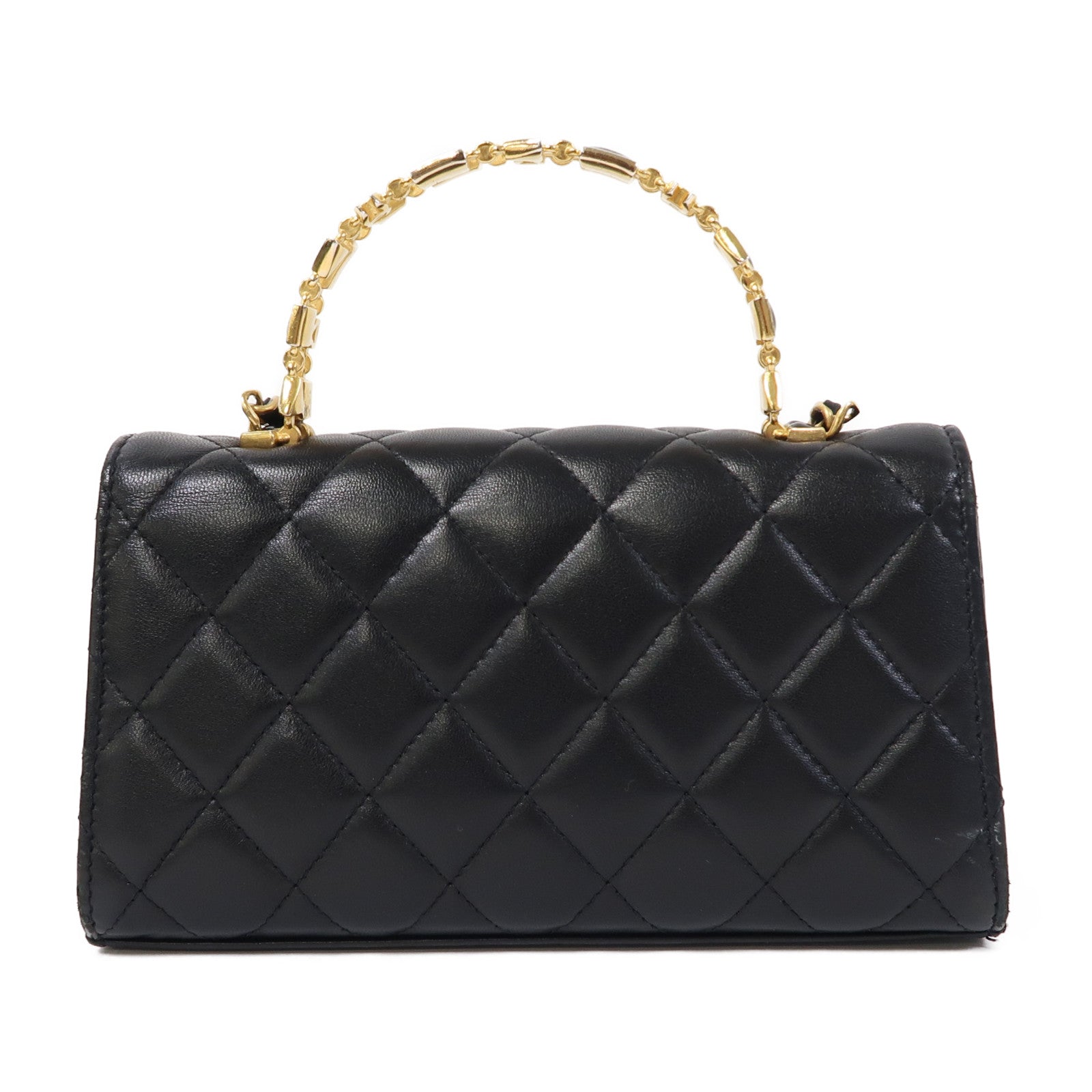 CHANEL 【激減優惠】菱格羊皮皮革Chain Shoulder金扣鏈帶肩背袋黑色