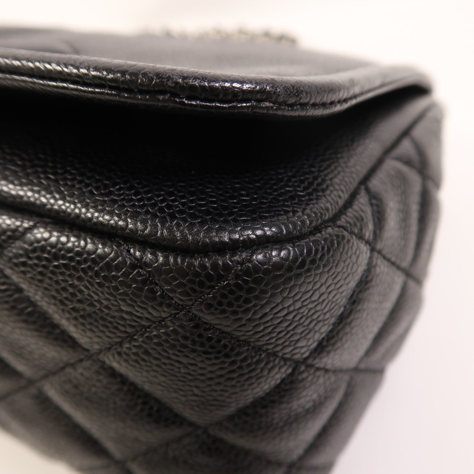 CHANEL 牛皮皮革Chain Shoulder銀扣鏈帶肩背袋