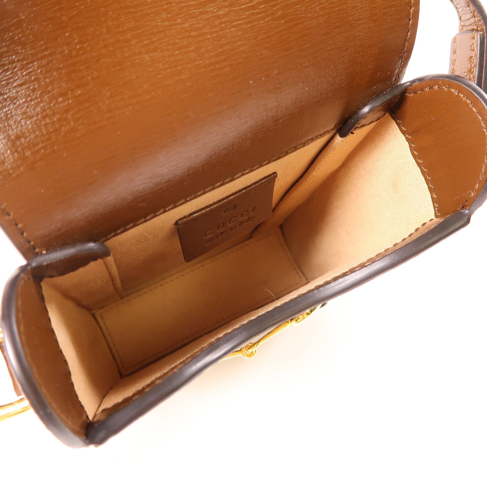 GUCCI 塗層帆布Shoulder Bag金扣肩背袋啡色