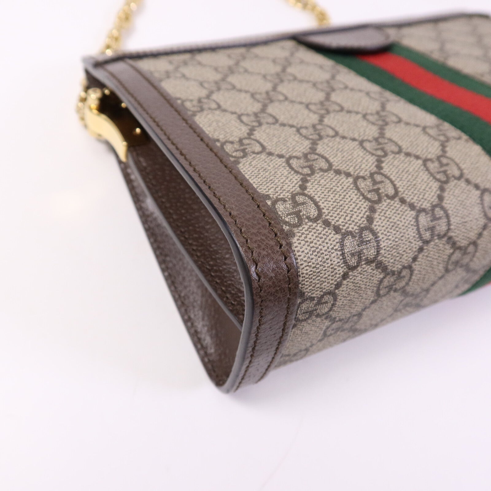 GUCCI 【激減優惠】塗層帆布Ophldia GG金扣鏈帶肩背袋