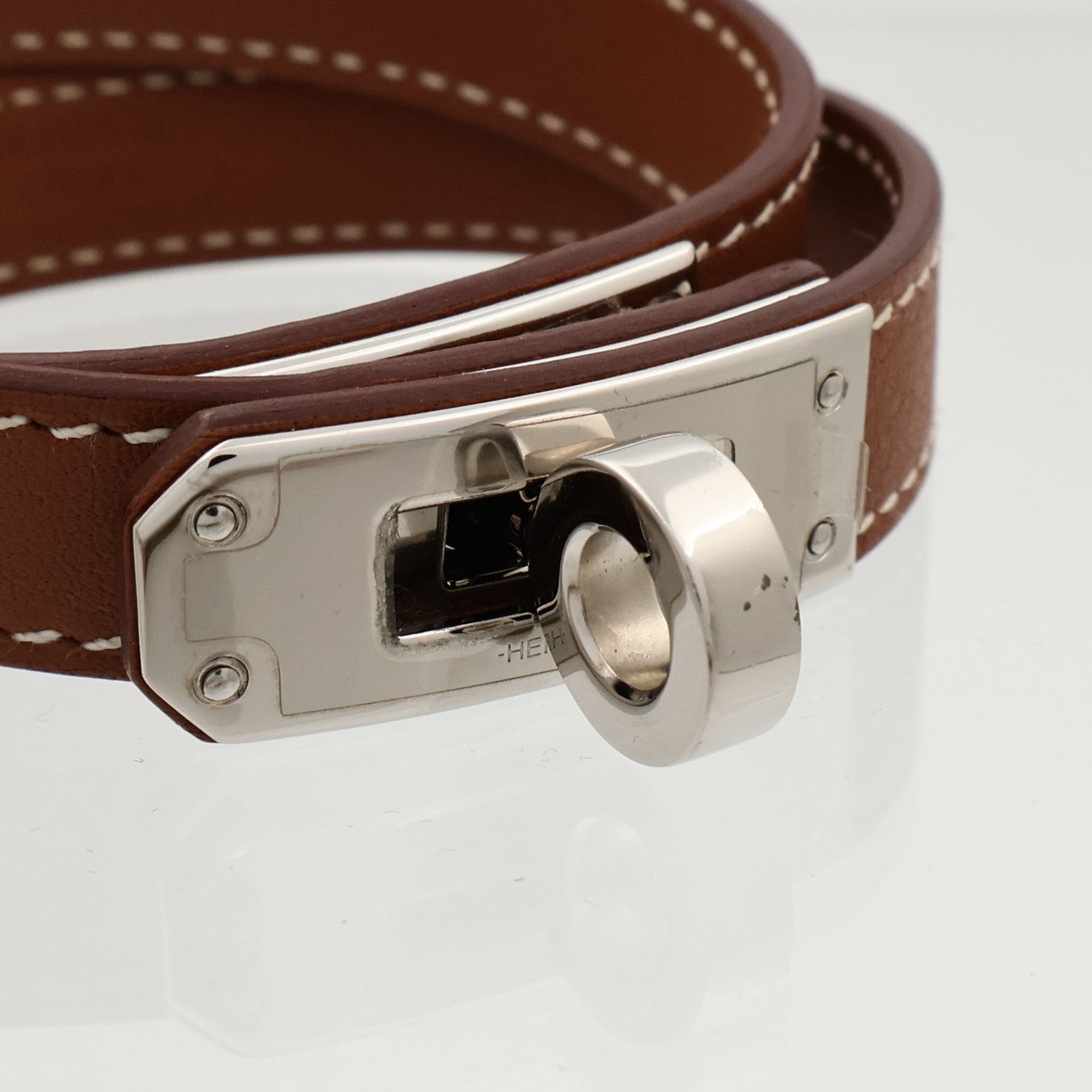 HERMES Swift皮革Kelly Double Tour Bracelet手帶Gold