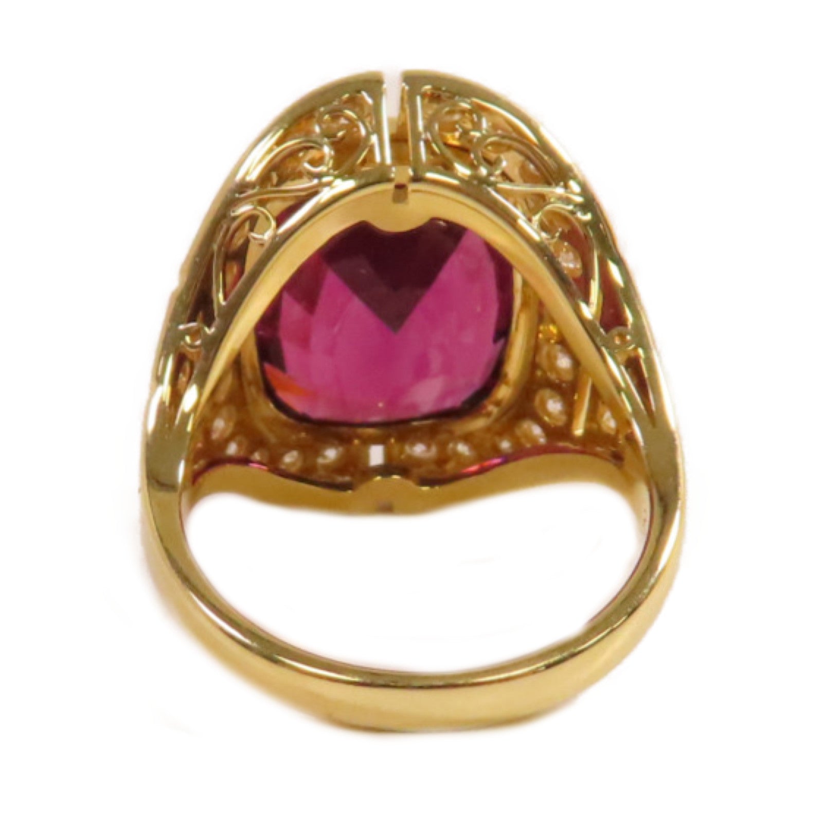 JEWELRY 18K黃金/11.2ct石榴石/0.51ct鑽石Garnet Ring戒指US#5