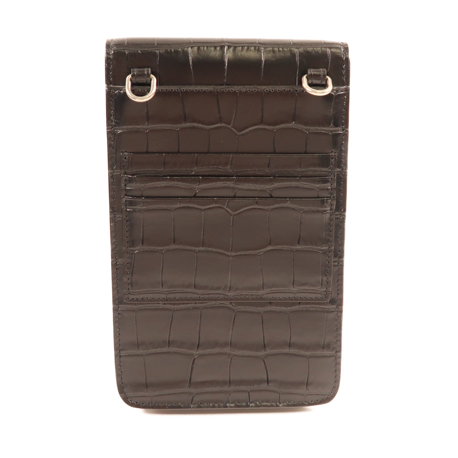 BALENCIAGA 牛皮皮革Cash Phone Card Holder銀扣肩背袋黑色