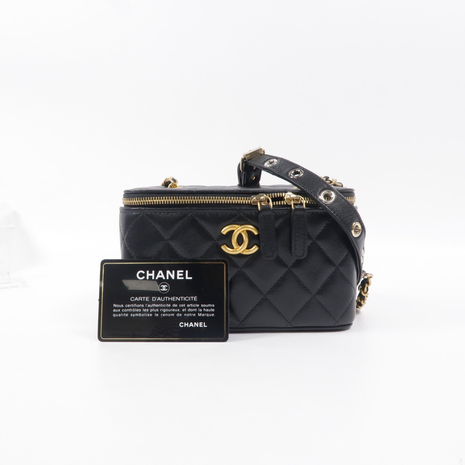 CHANEL 羊皮皮革Vanity Case鏈帶肩背袋