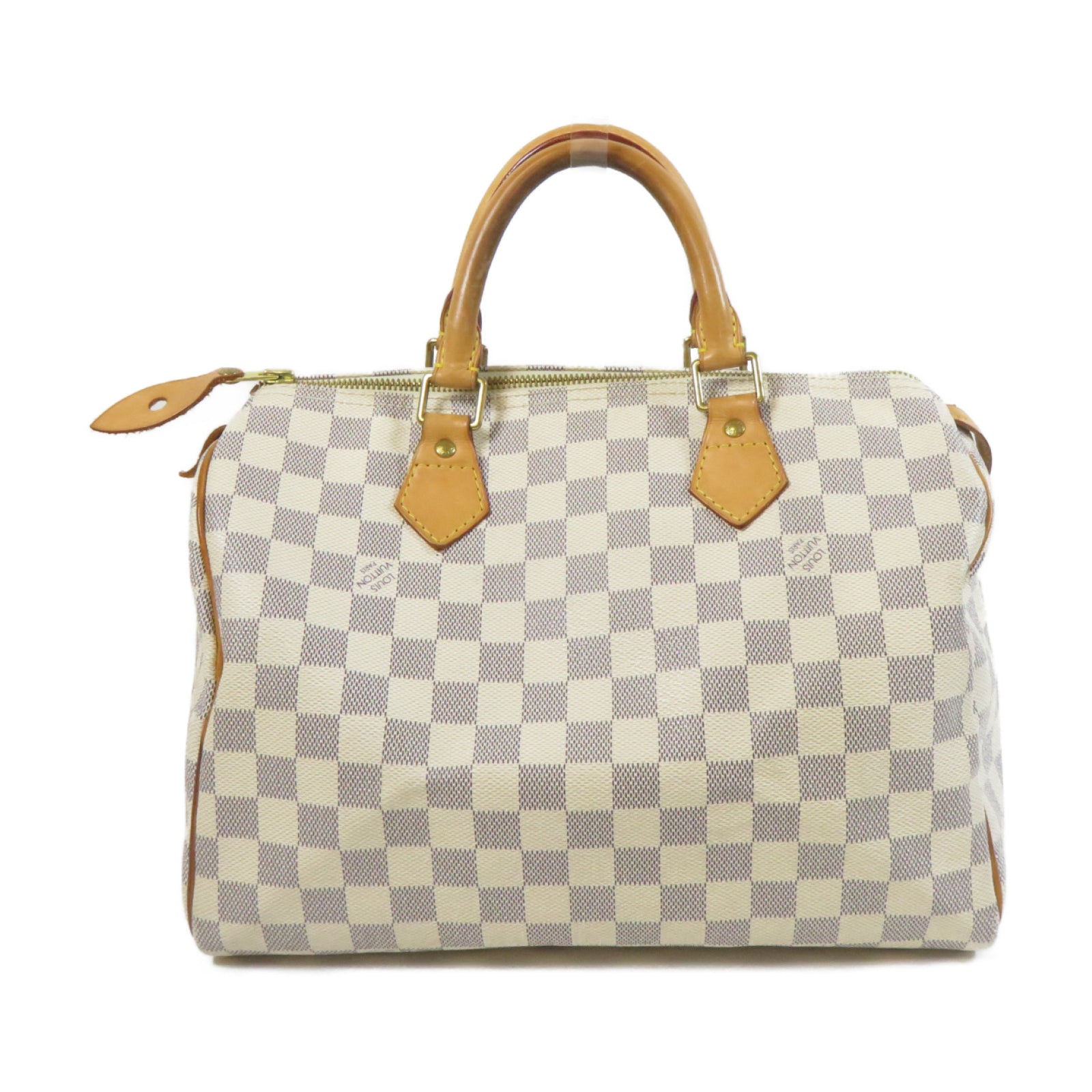 LOUIS VUITTON 【激減優惠】Damier Azur Speedy 30金扣手挽袋白色
