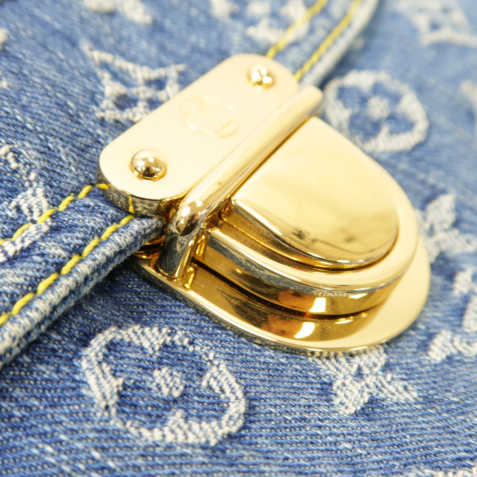 LOUIS VUITTON Monogram Denim Flat Shopper Tote金扣手挽袋藍色/啡色