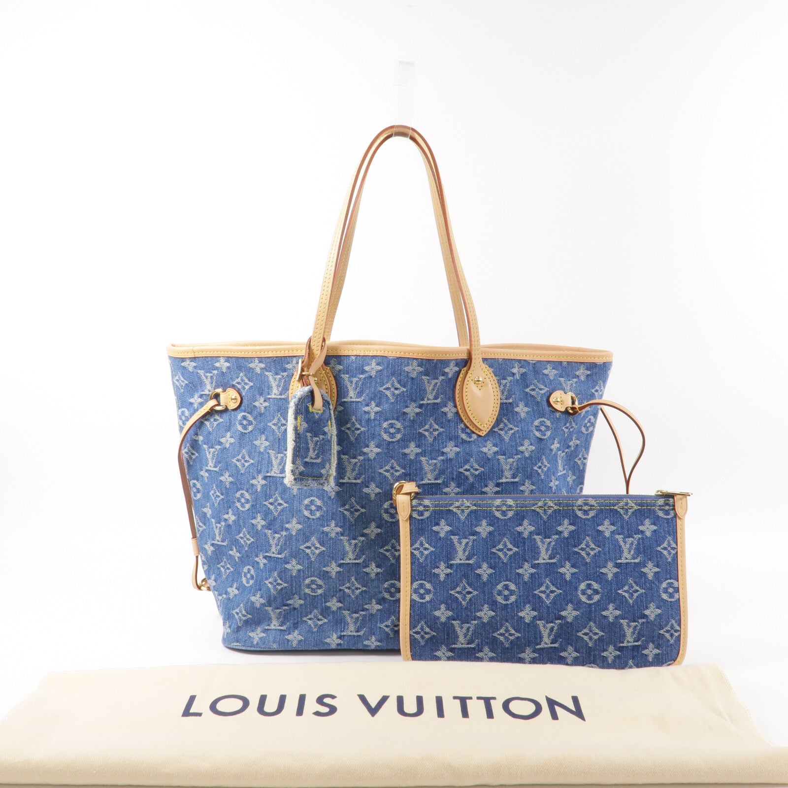 LOUIS VUITTON 牛仔布Neverfull MM手挽袋