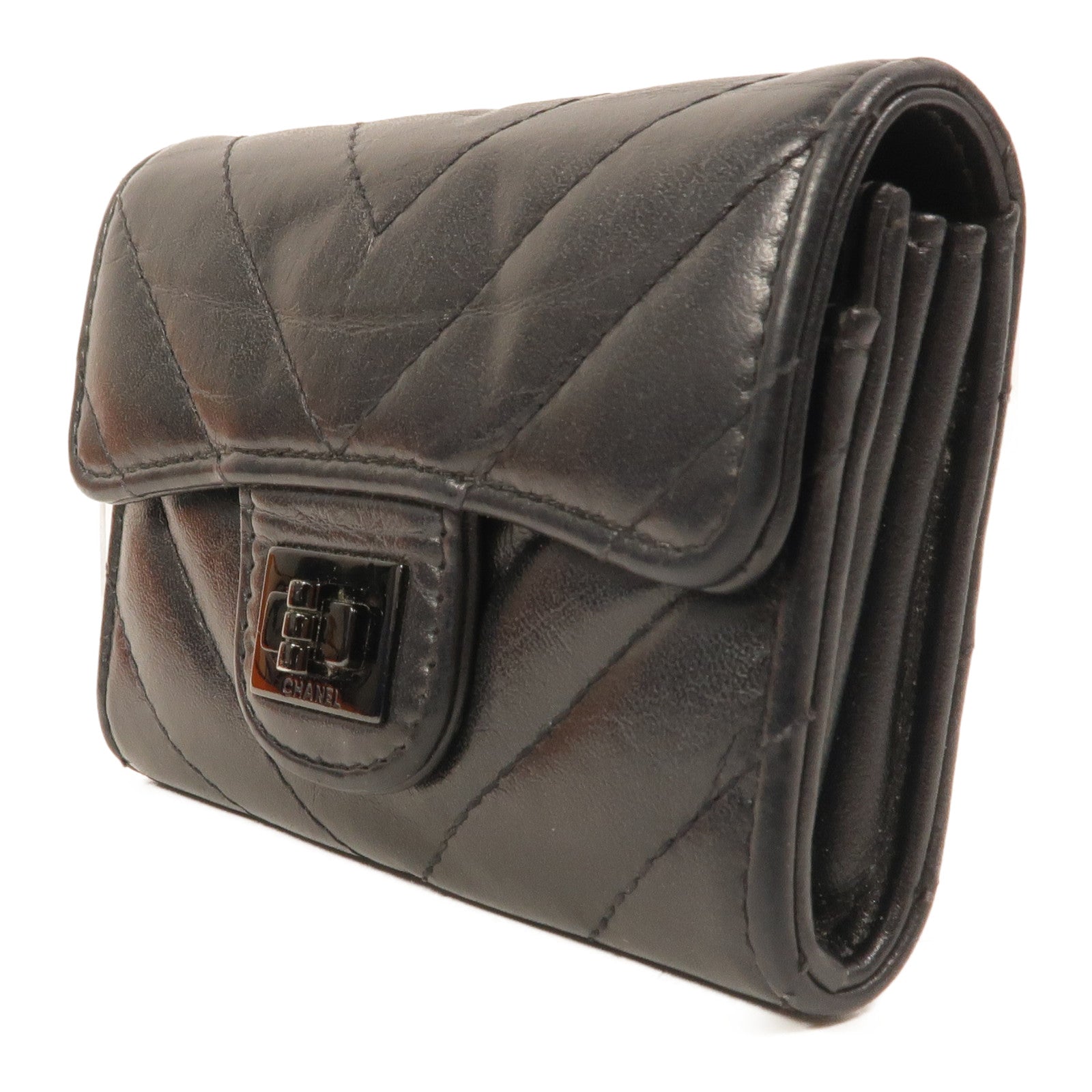 CHANEL 牛皮皮革2.55 So Black Card Holder卡片套