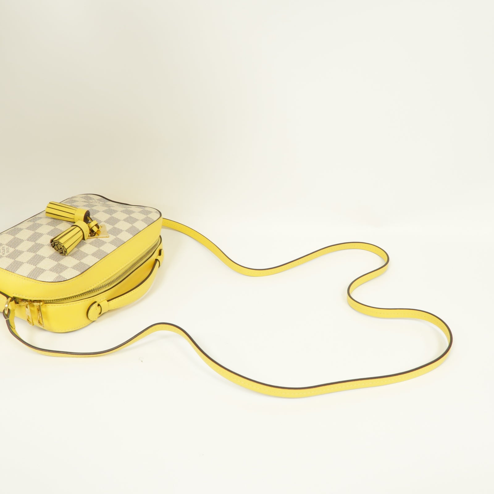 LOUIS VUITTON 【激減優惠】Damier Azur Saintonge金扣手挽肩背兩用袋黃色/白色