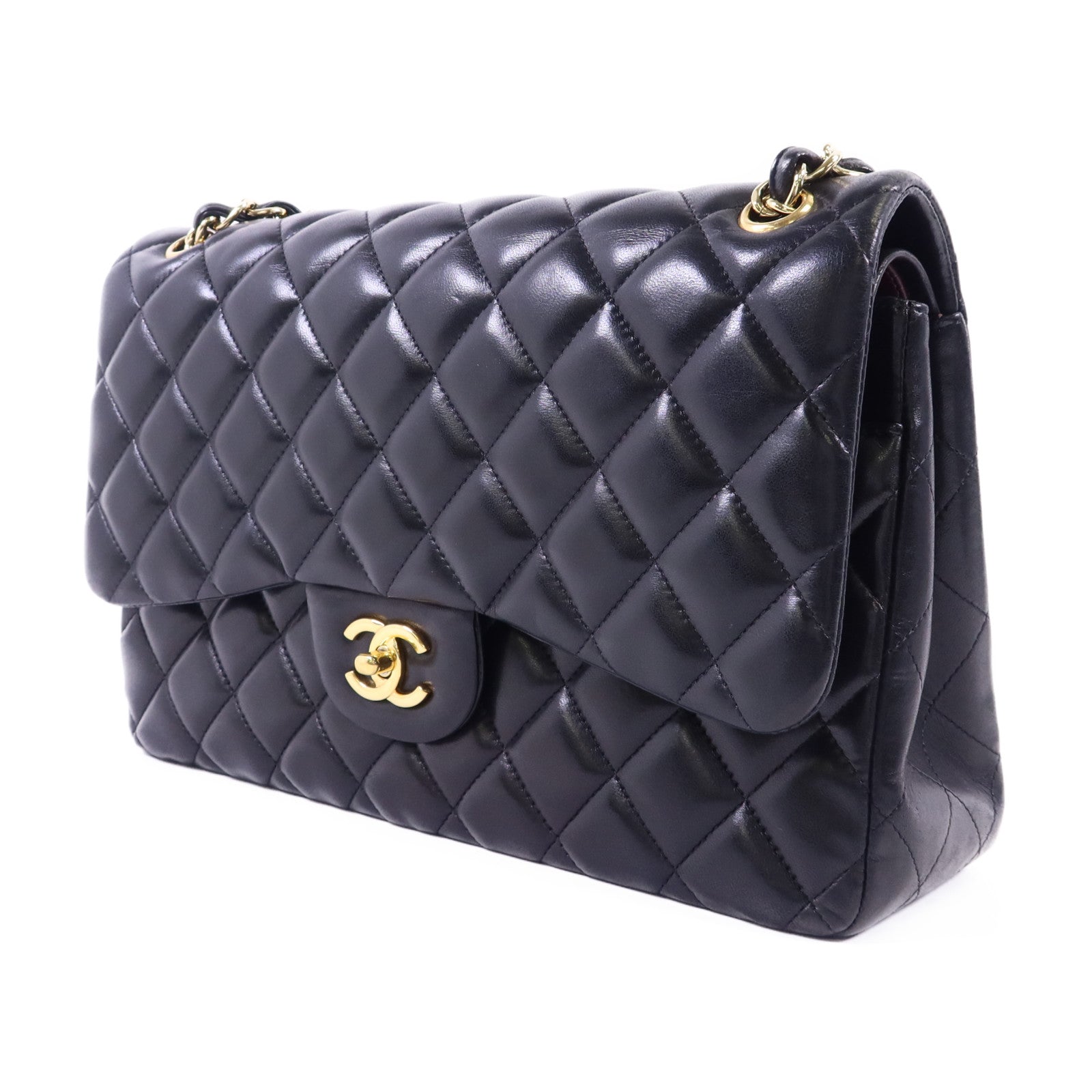 CHANEL 羊皮皮革Large Classic金扣鏈帶肩背袋