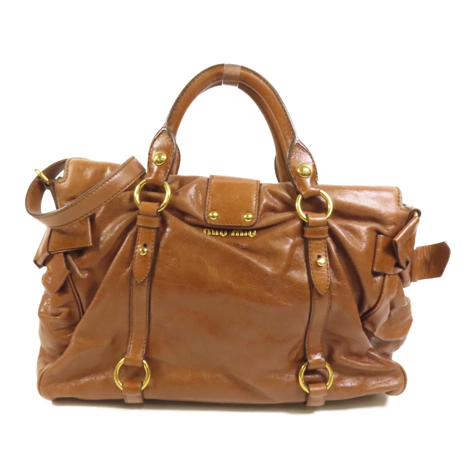 Miu Miu 牛皮皮革2 Way Shoulder金扣手挽肩背兩用袋