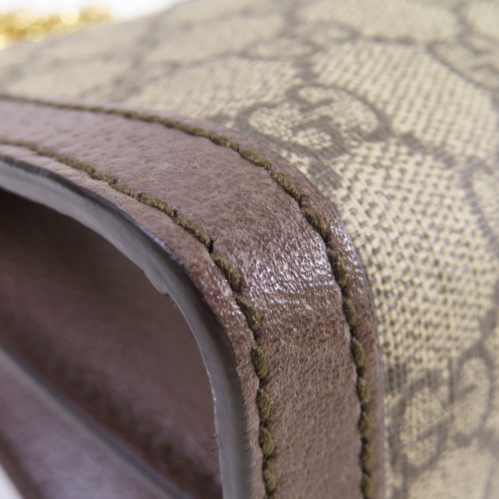 GUCCI 塗層帆布Ophidia GG Small Shoulder Bag金扣鏈帶肩背袋啡色
