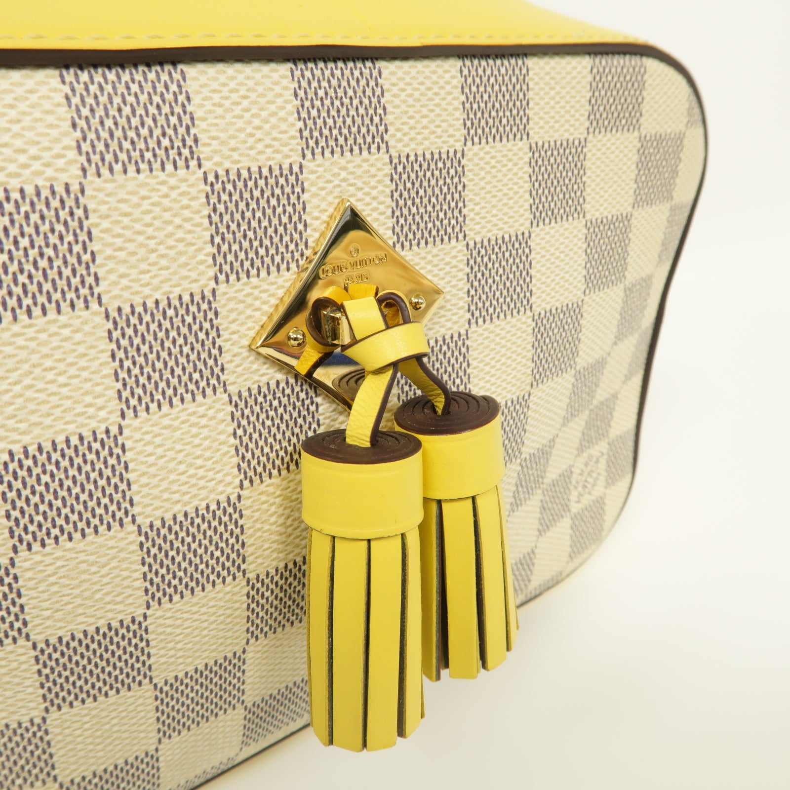 LOUIS VUITTON 【激減優惠】Damier Azur Saintonge金扣手挽肩背兩用袋黃色/白色