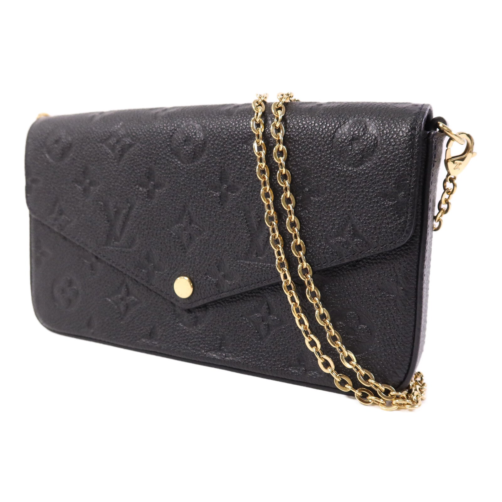 LOUIS VUITTON Monogram Empreinte Felicie Pochette 金扣鏈帶肩背袋