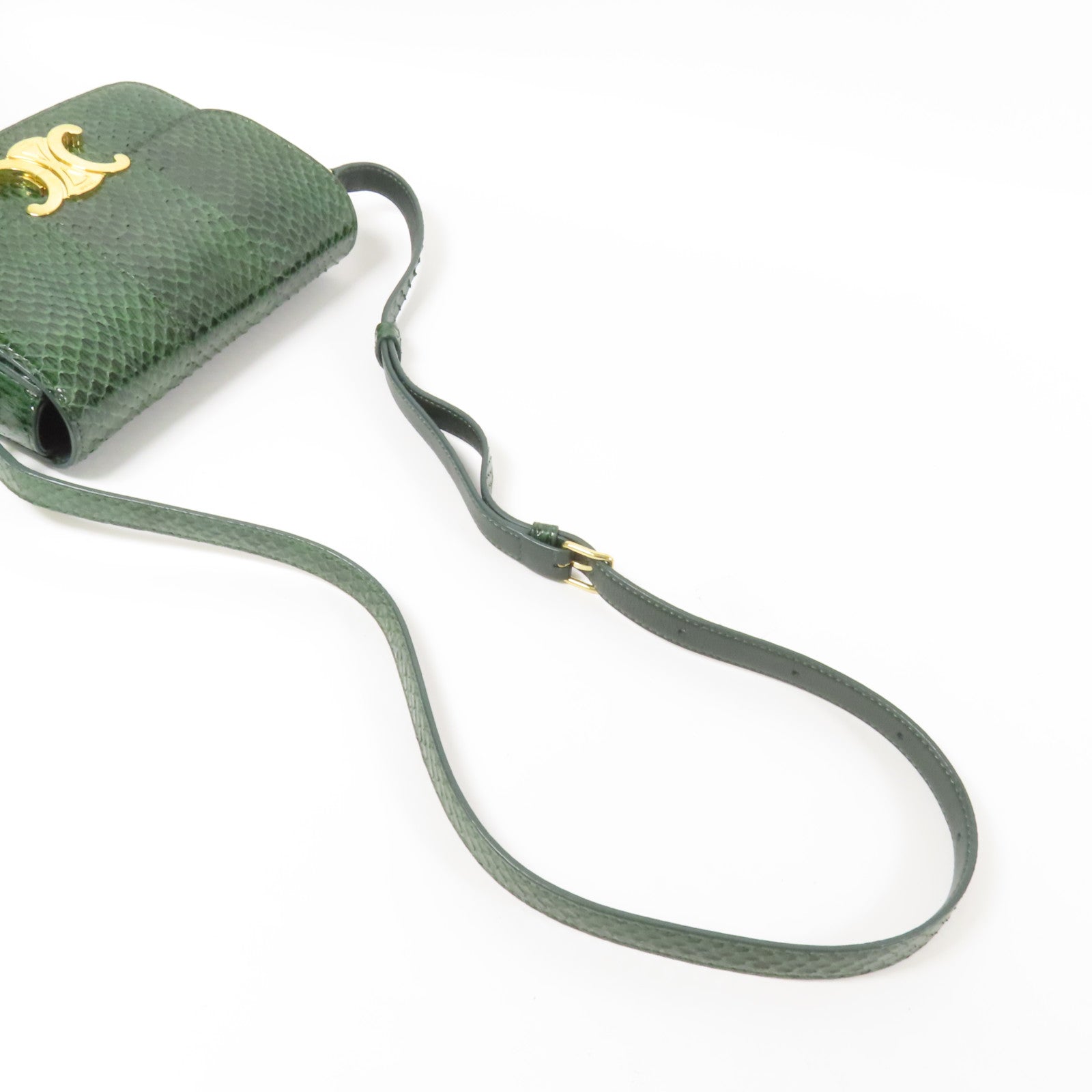 CELINE 蛇皮皮革Teen Triomphe Bag金扣肩背袋