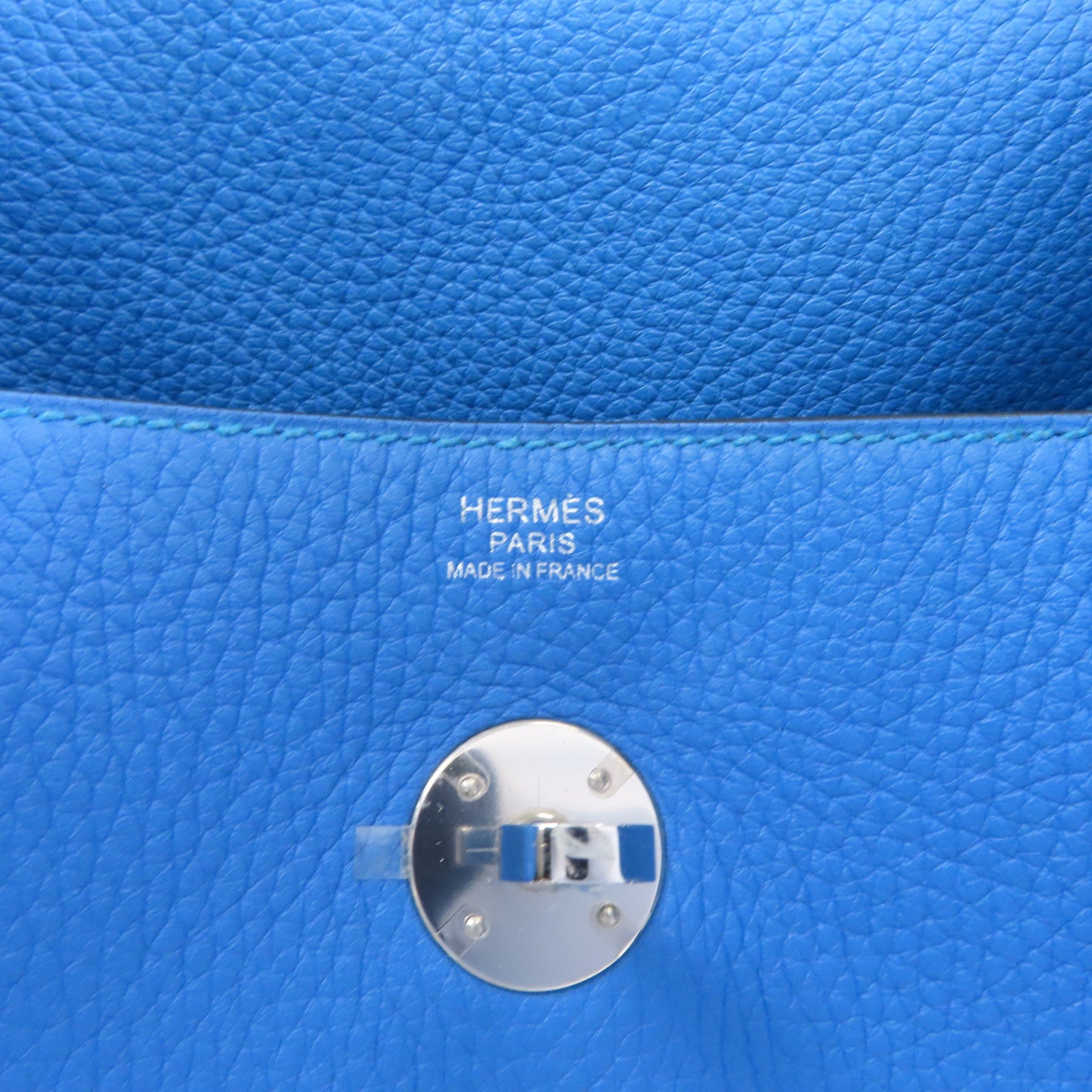 HERMES 【激減優惠】Clemence皮革Lindy 30銀扣手挽肩背兩用袋Blue Zanzibar/藍色