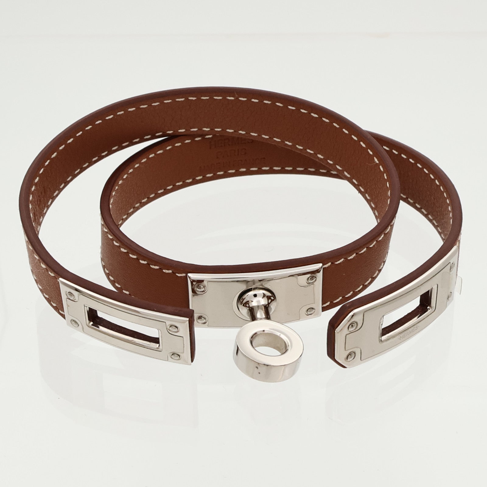 HERMES Swift皮革Kelly Double Tour Bracelet手帶Gold