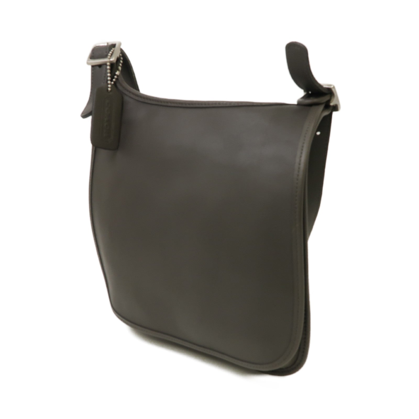 COACH 牛皮皮革Shoulder Bag銀扣肩背袋灰色