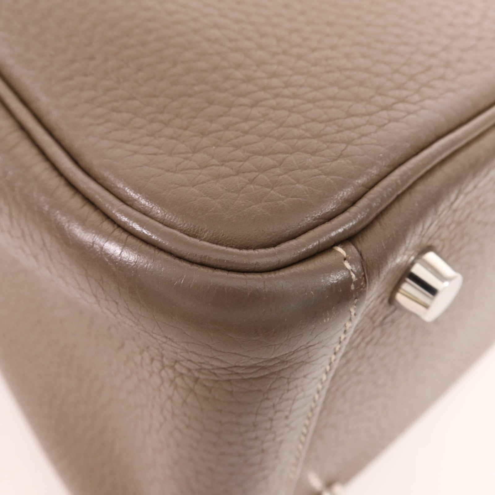 HERMES Clemence皮革Lindy 26銀扣手挽肩背兩用袋Etoupe