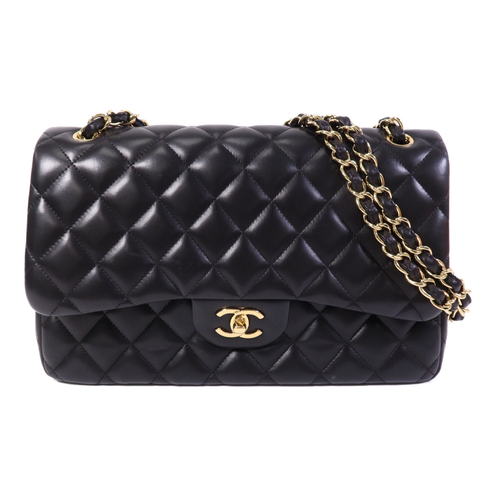 CHANEL 羊皮皮革Large Classic金扣鏈帶肩背袋