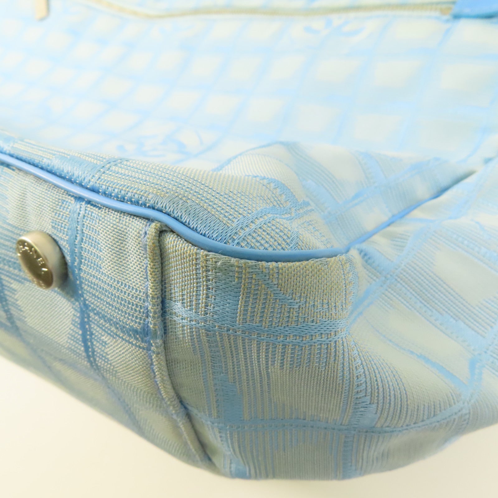 CHANEL CC SHW New Travel Line Tote Bag Nylon Blue