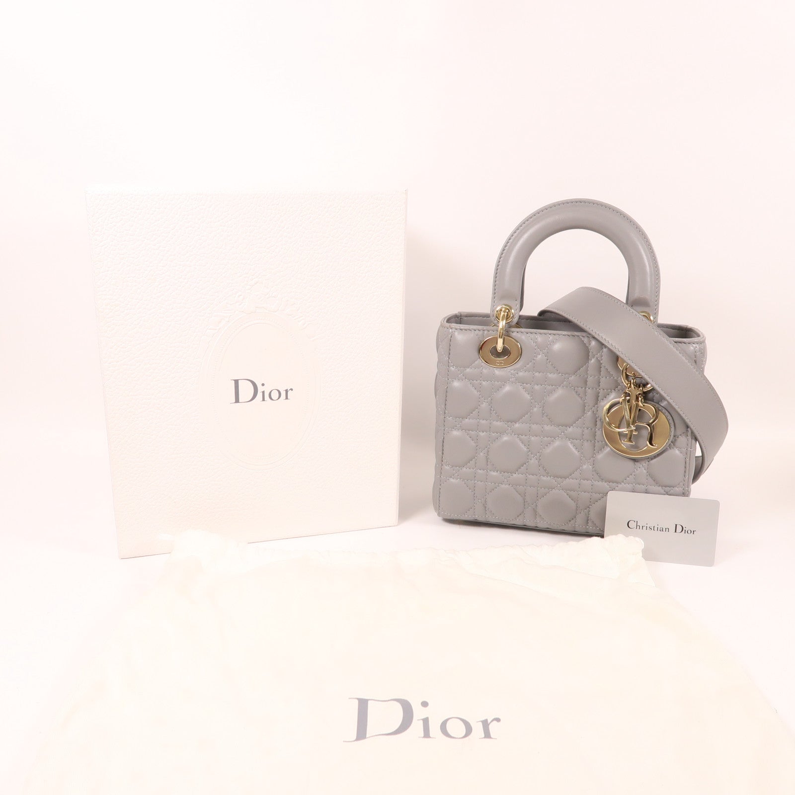 Dior 羊皮皮革Lady Dior金扣手挽肩背兩用袋