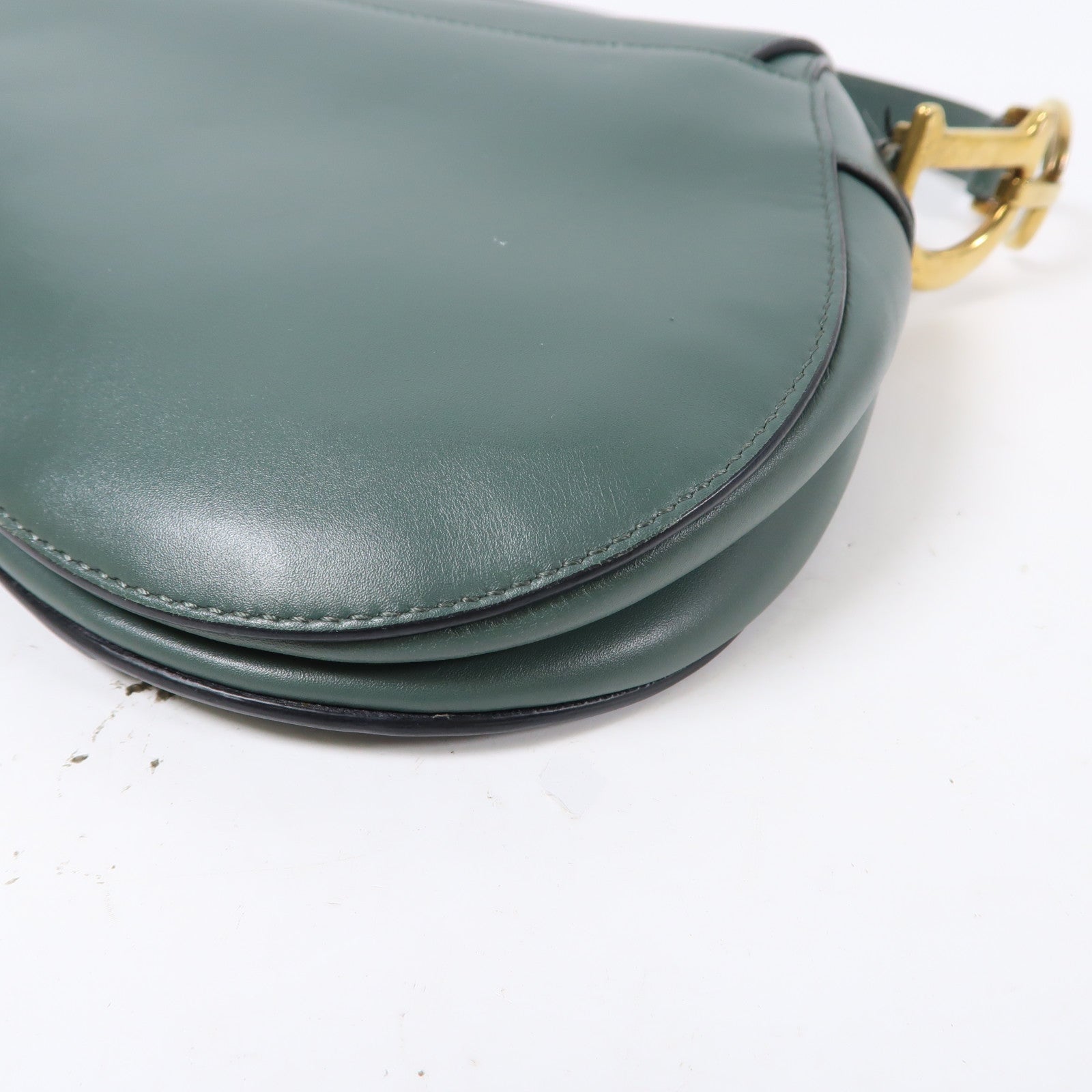 Dior 牛皮皮革Saddle Bag金扣肩背袋綠色
