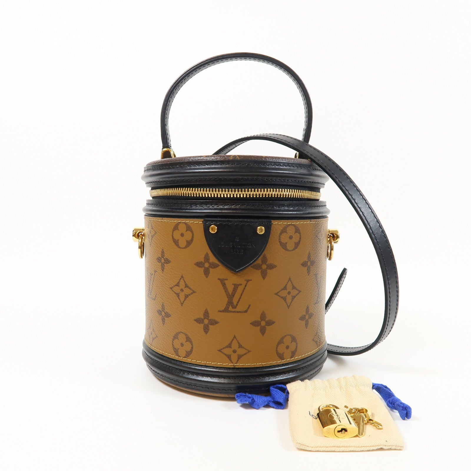 LOUIS VUITTON Monogram Reverse Cannes金扣手挽肩背兩用袋棕色