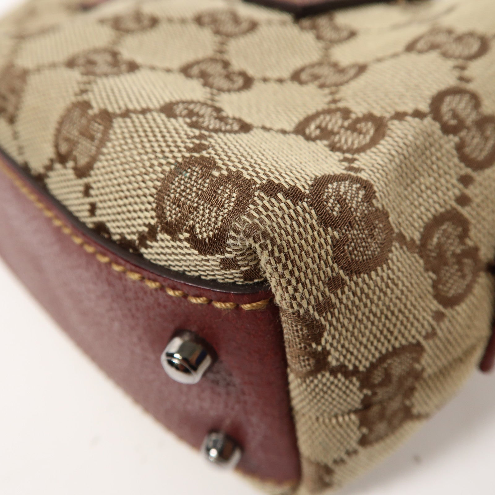 GUCCI 【清倉大減價】帆布Handbag銀扣手挽袋啡色
