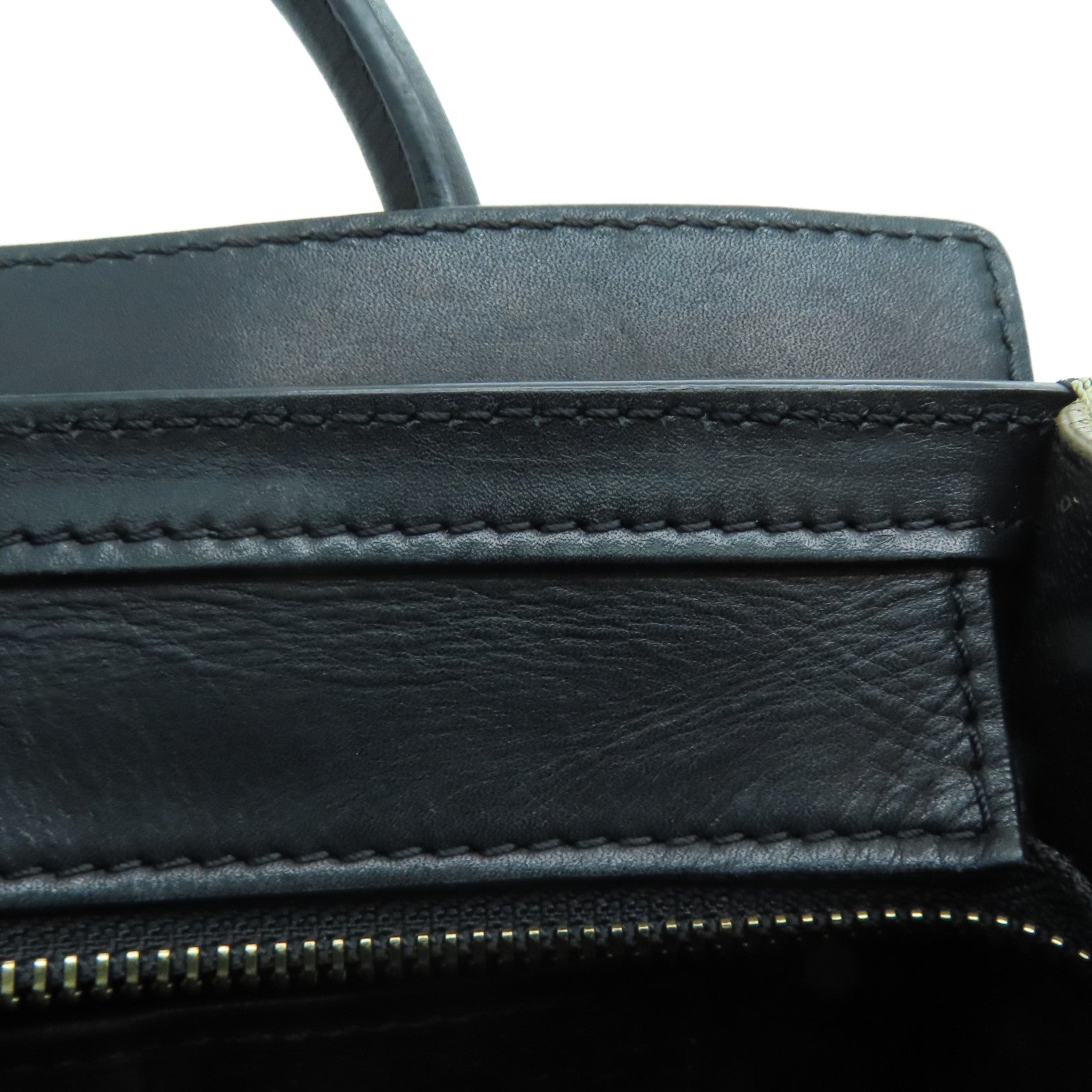 CELINE 牛皮皮革/帆布Nano Luggage 2 Way Shoulder 金扣手挽肩背两用袋黑色