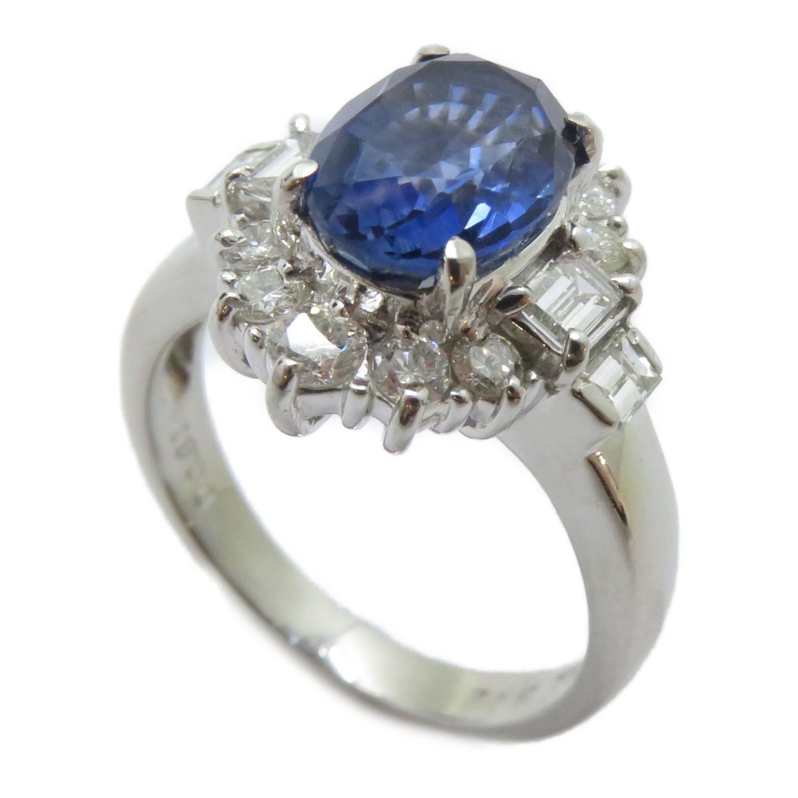 JEWELRY PT900鉑金Sapphire Ring 3.12ct藍寶石/0.81ct鑽石戒指US#6