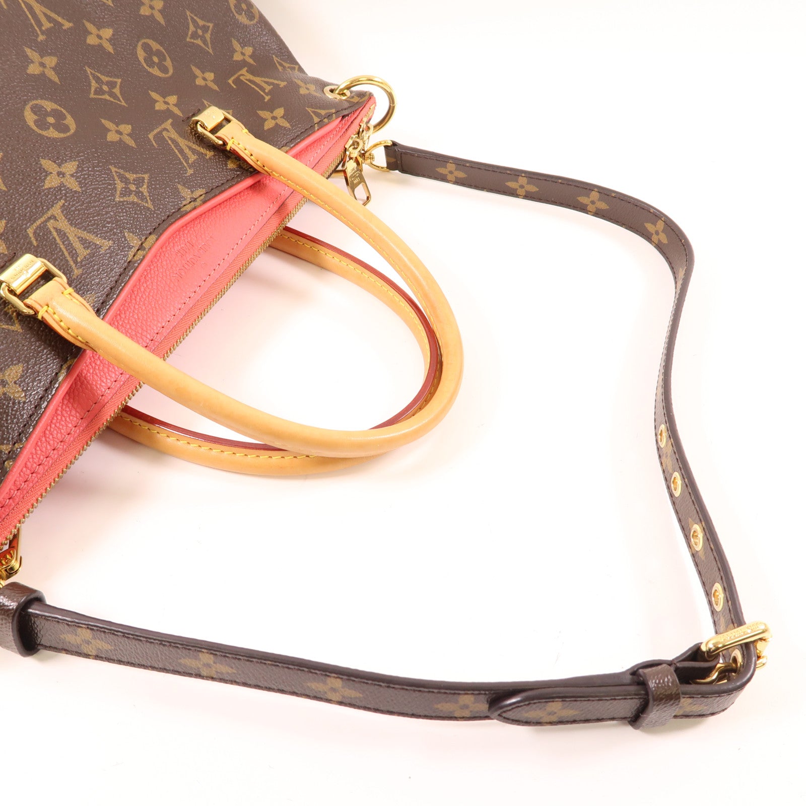 LOUIS VUITTON Monogram Pallas金扣手挽肩背兩用袋棕色