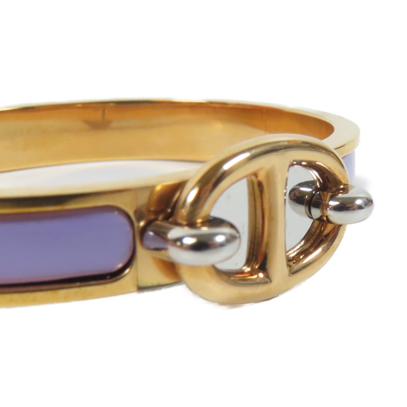 HERMES 琺瑯/金屬Mini Clic Bracelet金扣手鐲紫色
