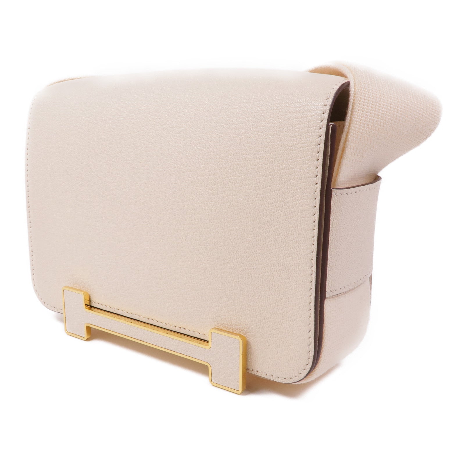HERMES Chevre皮革Geta金扣肩背袋Nata