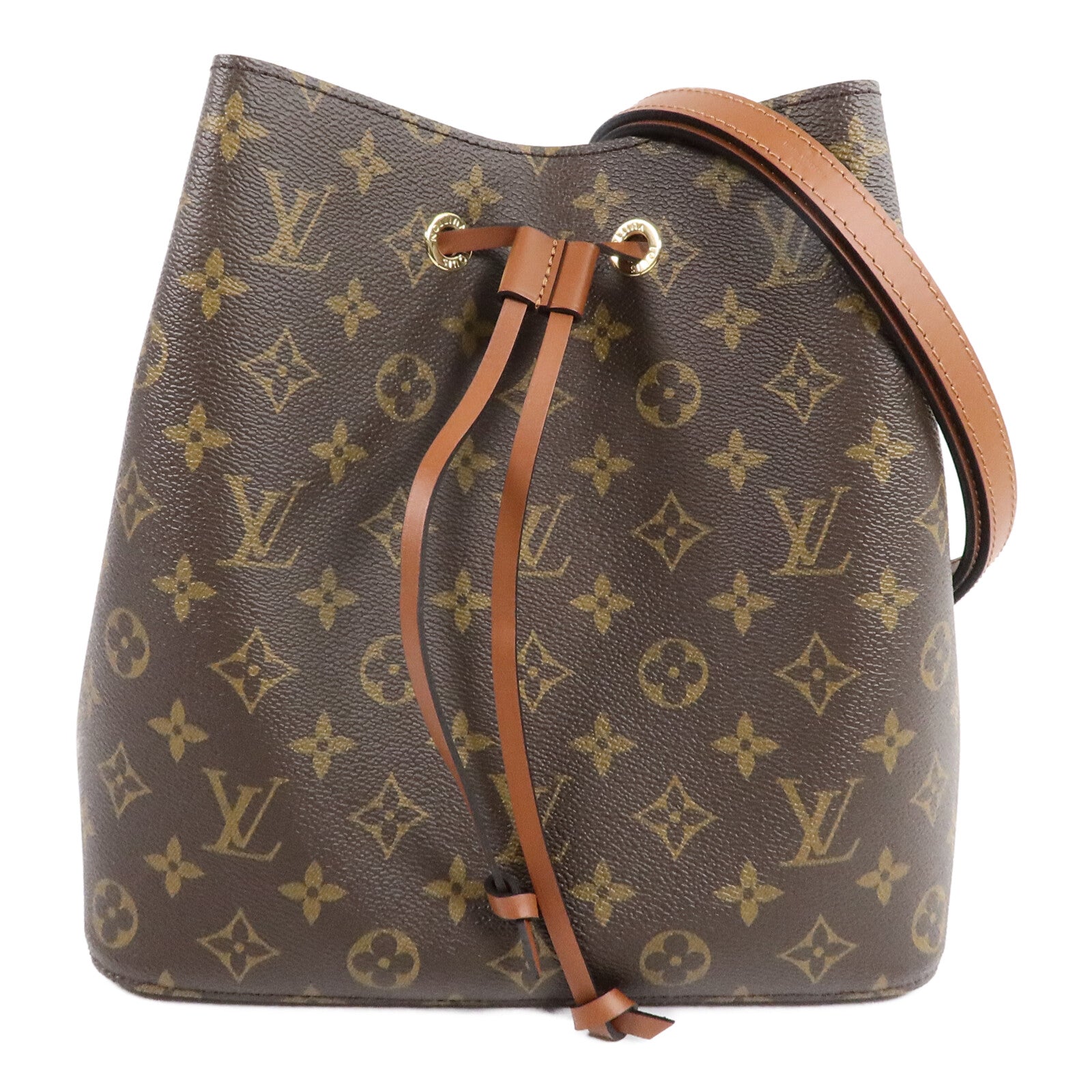 LOUIS VUITTON Monogram NeoNoe MM金扣肩背袋棕色
