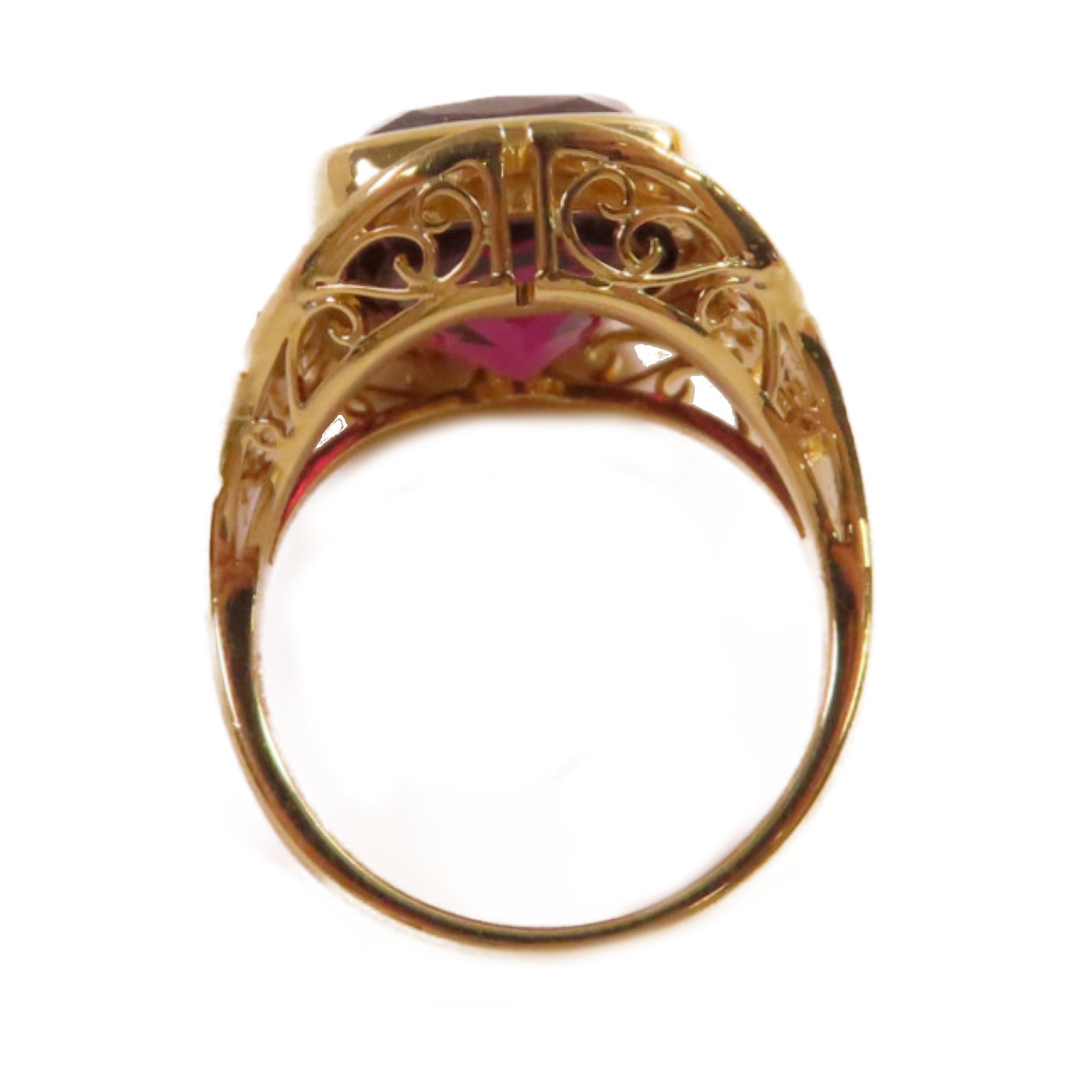 JEWELRY 18K黃金/11.2ct石榴石/0.51ct鑽石Garnet Ring戒指US#5