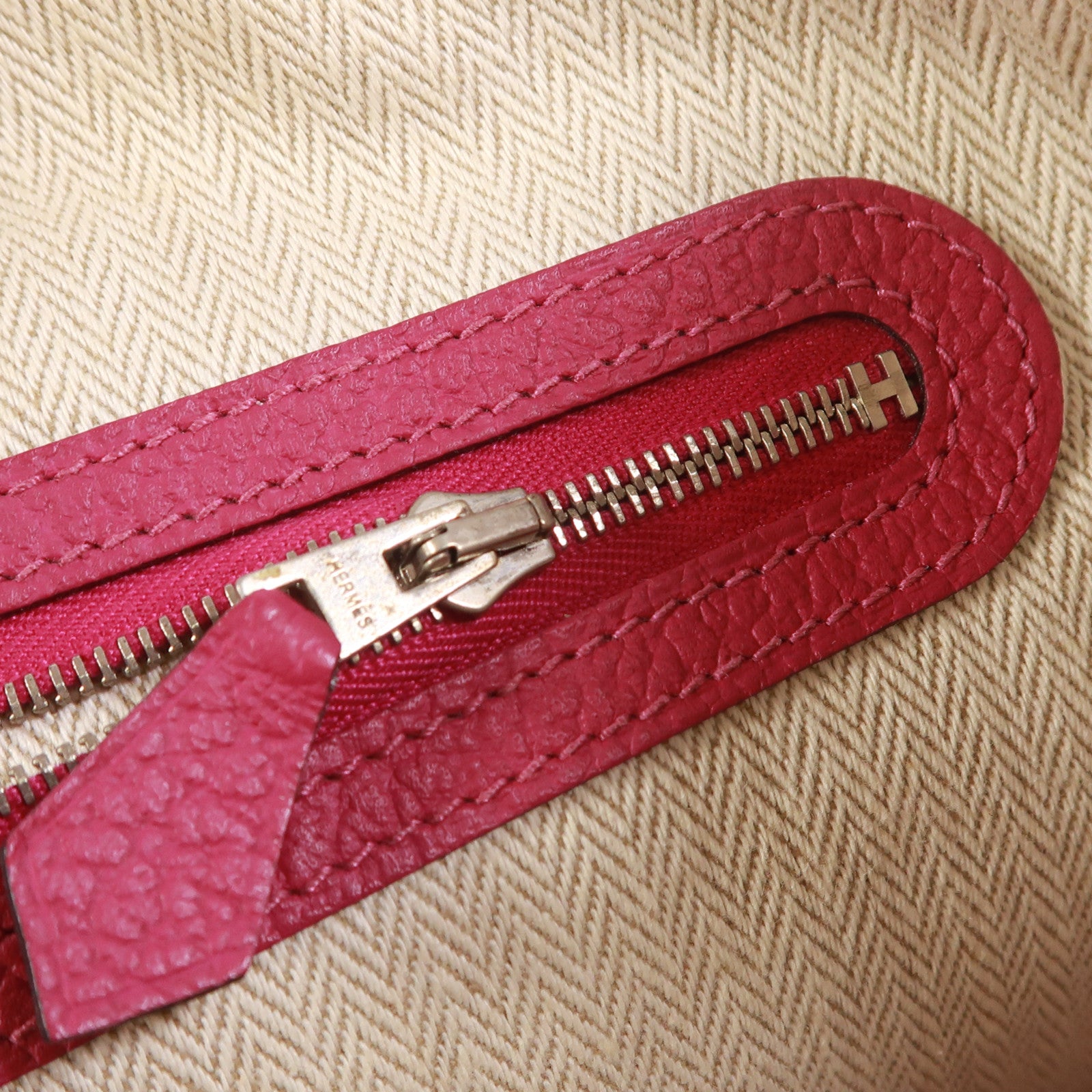 HERMES Negonda皮革Garden Party TPM銀扣手挽袋Rose Pourpre