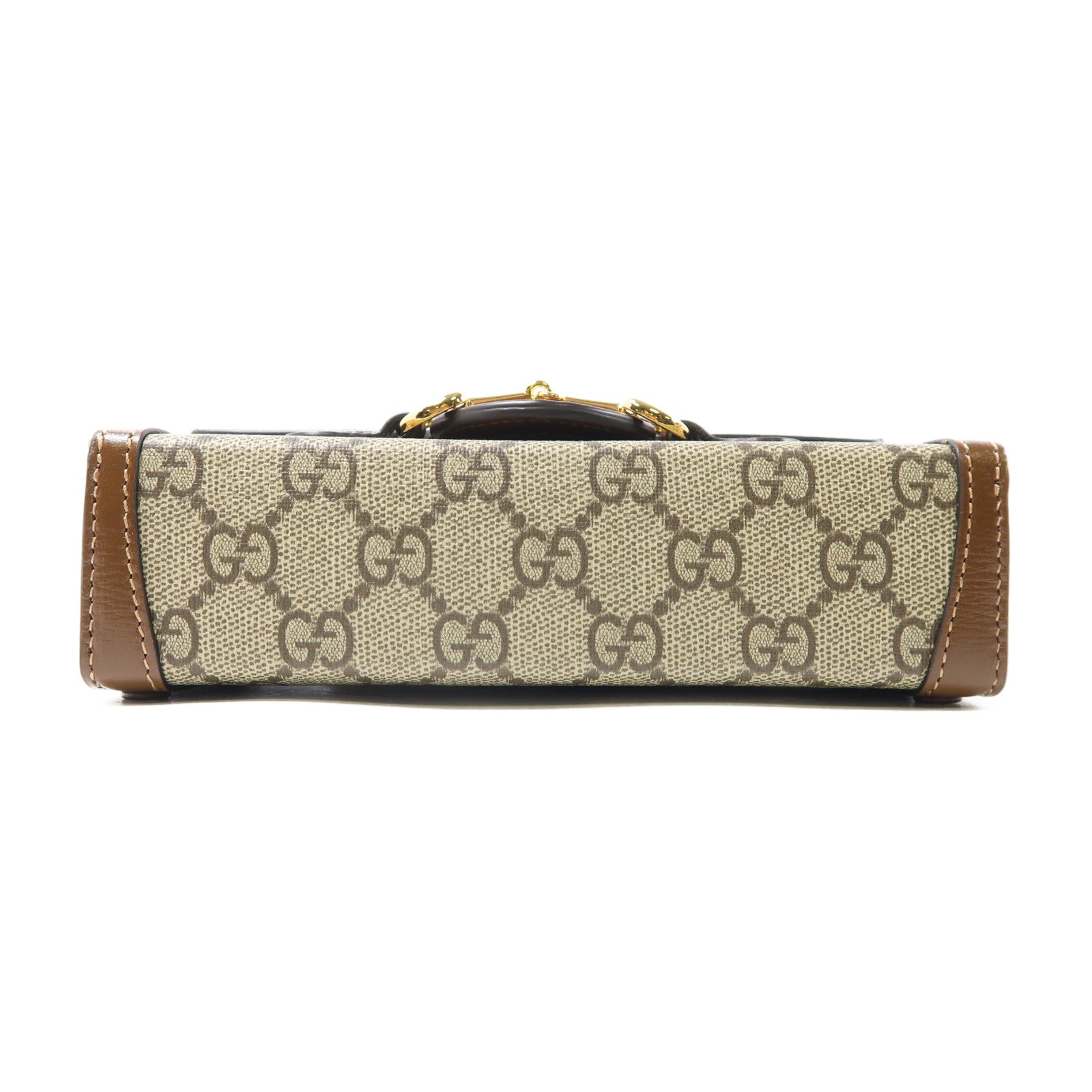GUCCI 塗層帆布Horsebit 1955 Mini金扣肩背袋啡色