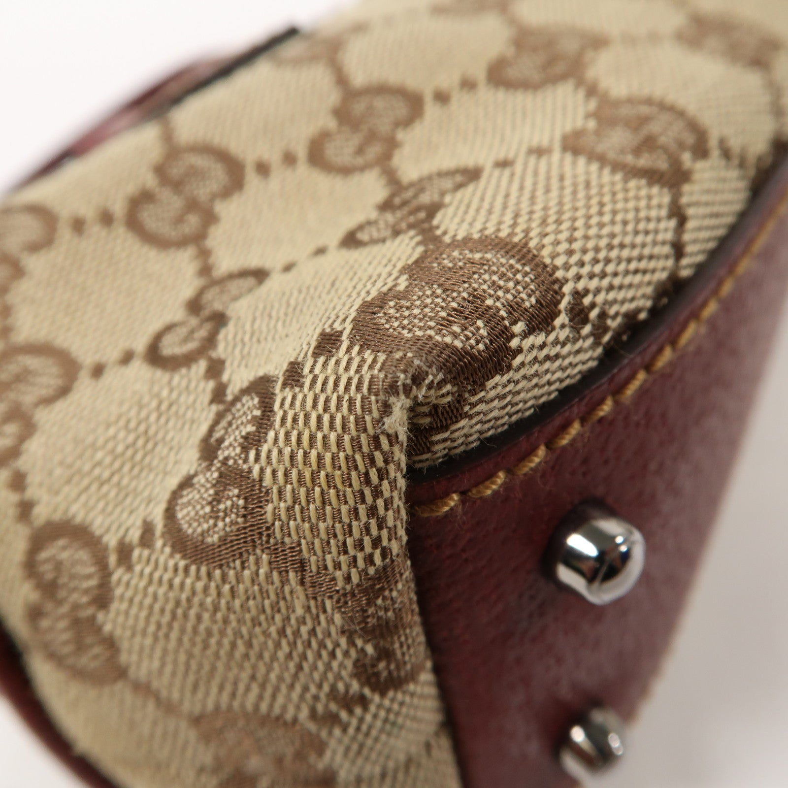 GUCCI 【清倉大減價】帆布Handbag銀扣手挽袋啡色