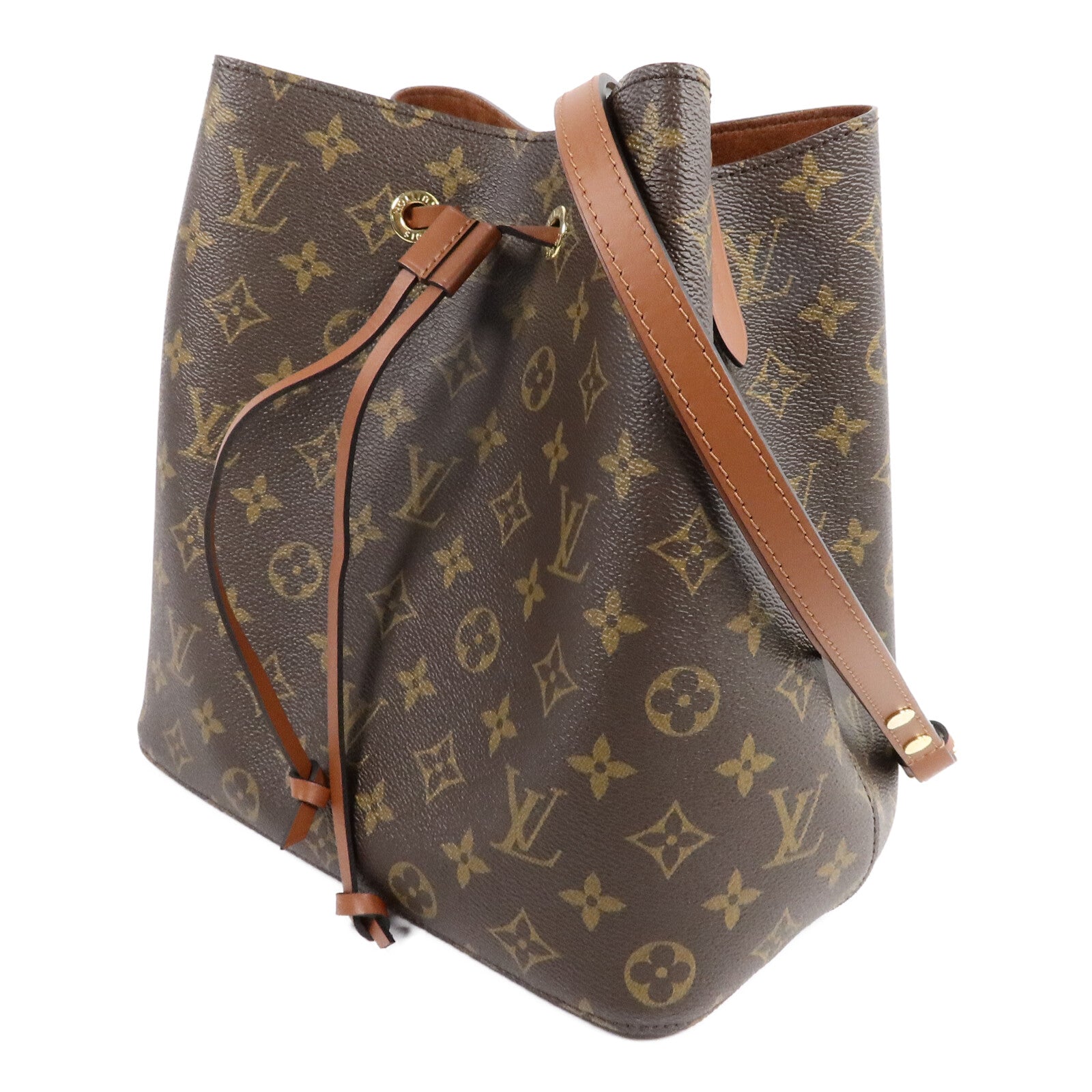 LOUIS VUITTON Monogram NeoNoe MM金扣肩背袋棕色