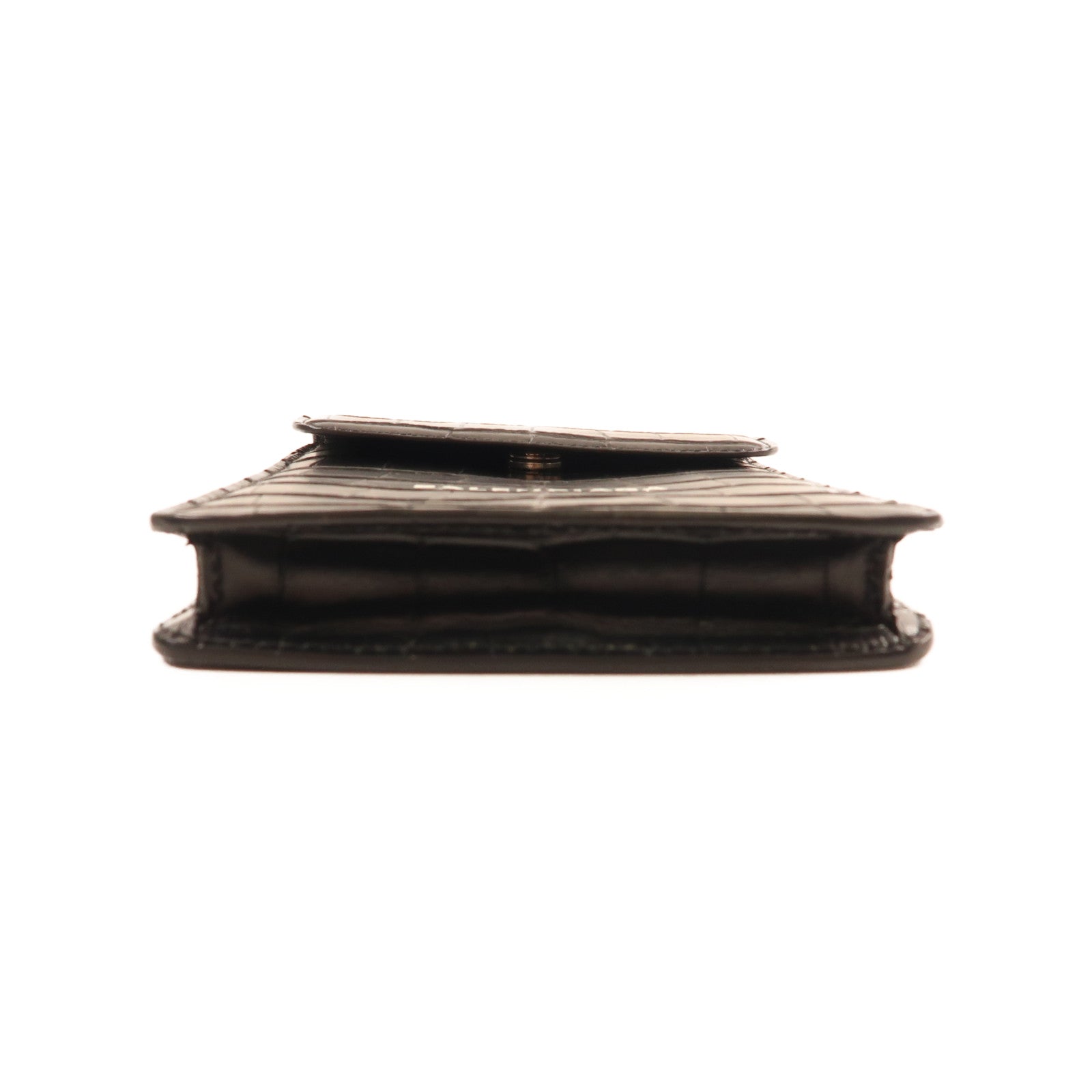 BALENCIAGA 牛皮皮革Cash Phone Card Holder銀扣肩背袋黑色