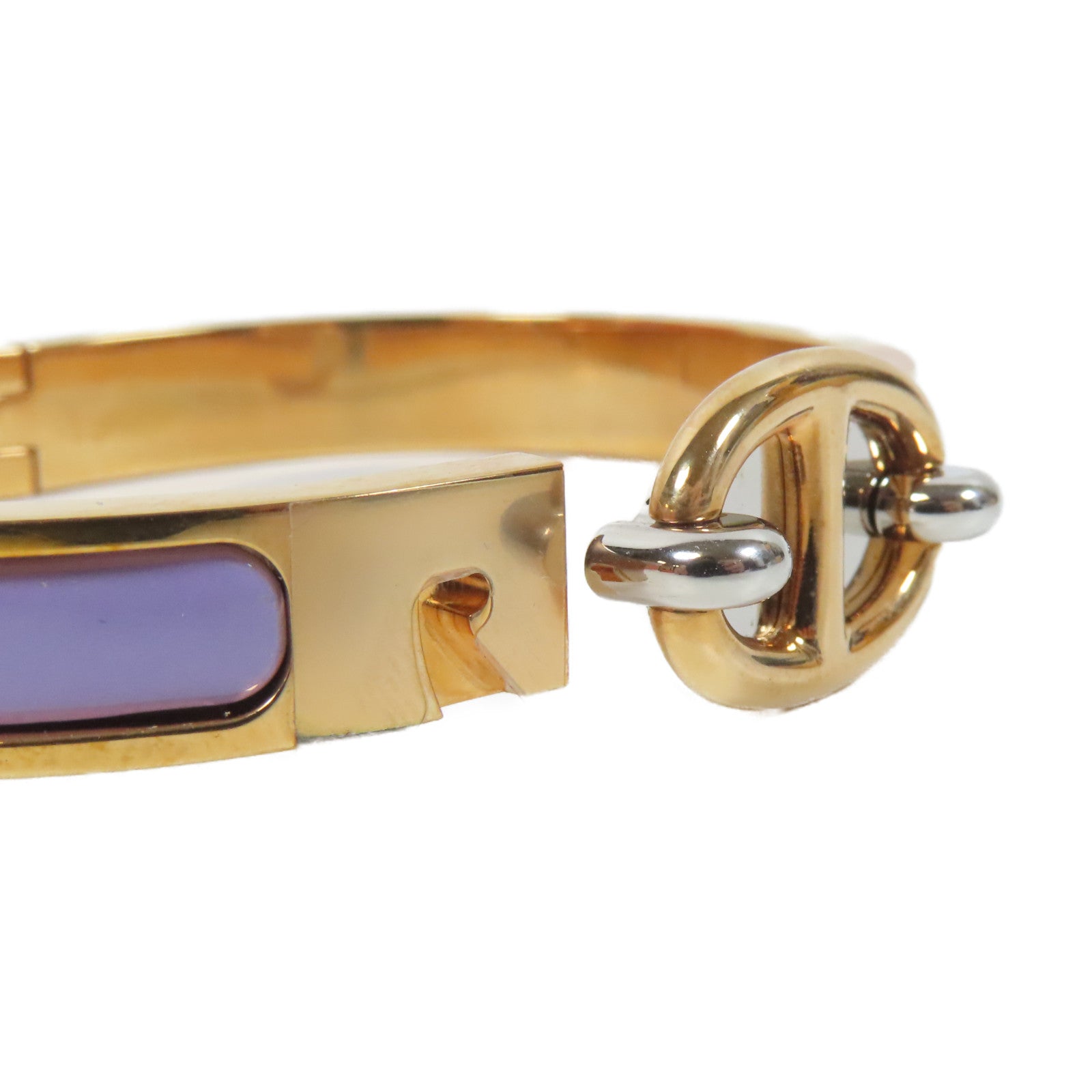 HERMES 琺瑯/金屬Mini Clic Bracelet金扣手鐲紫色