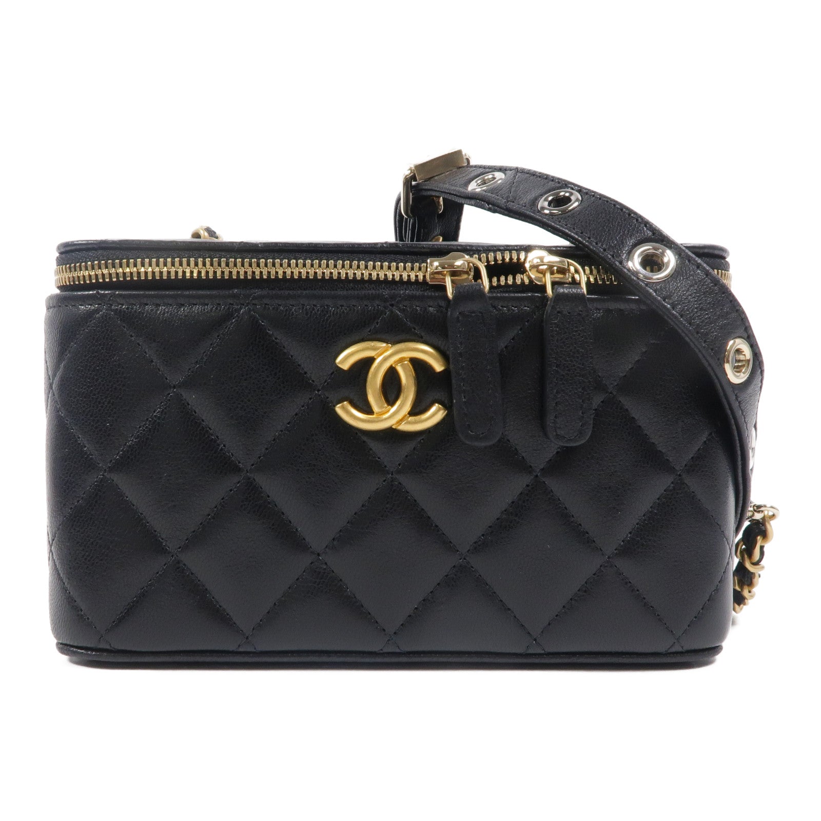CHANEL 羊皮皮革Vanity Case鏈帶肩背袋