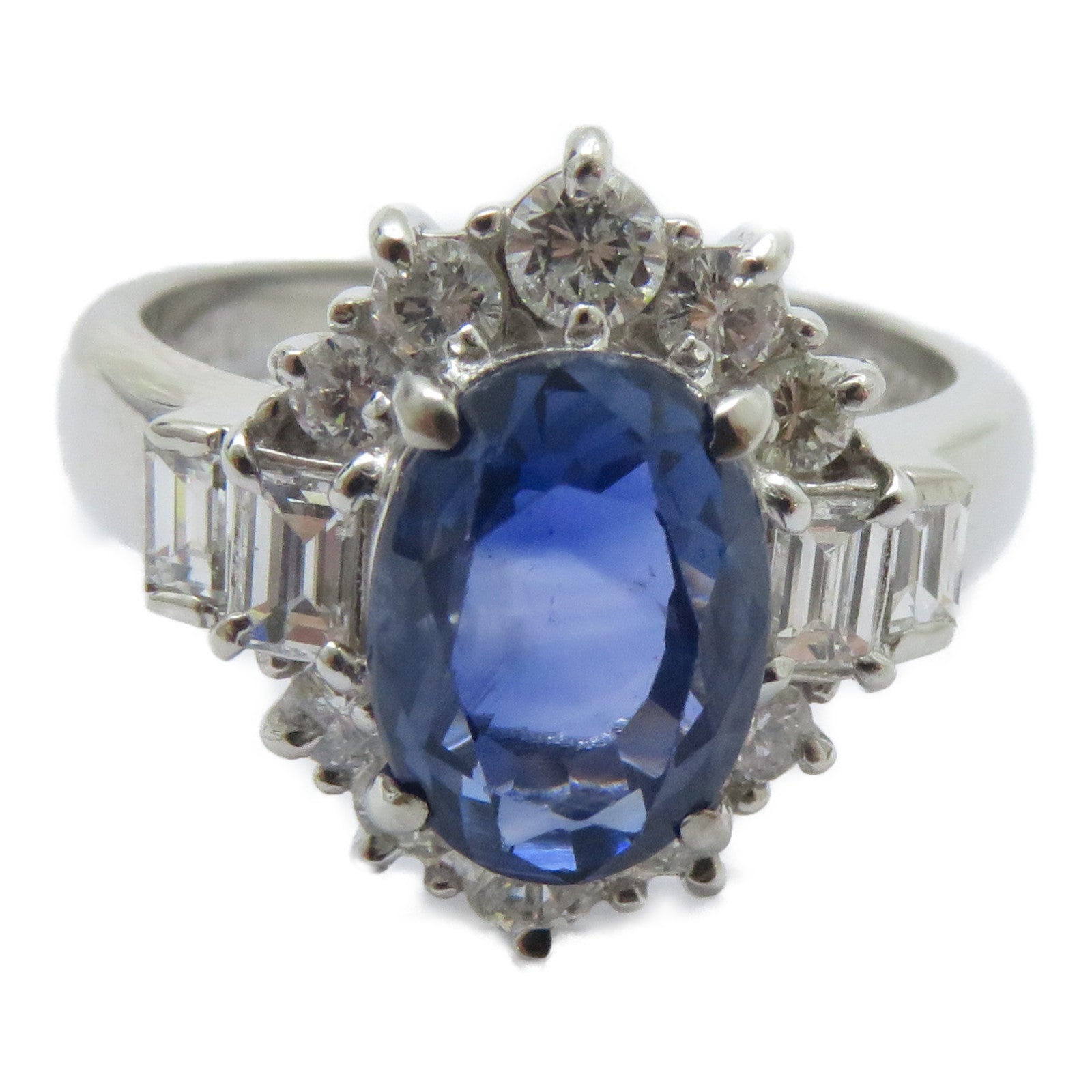 JEWELRY PT900鉑金Sapphire Ring 3.12ct藍寶石/0.81ct鑽石戒指US#6