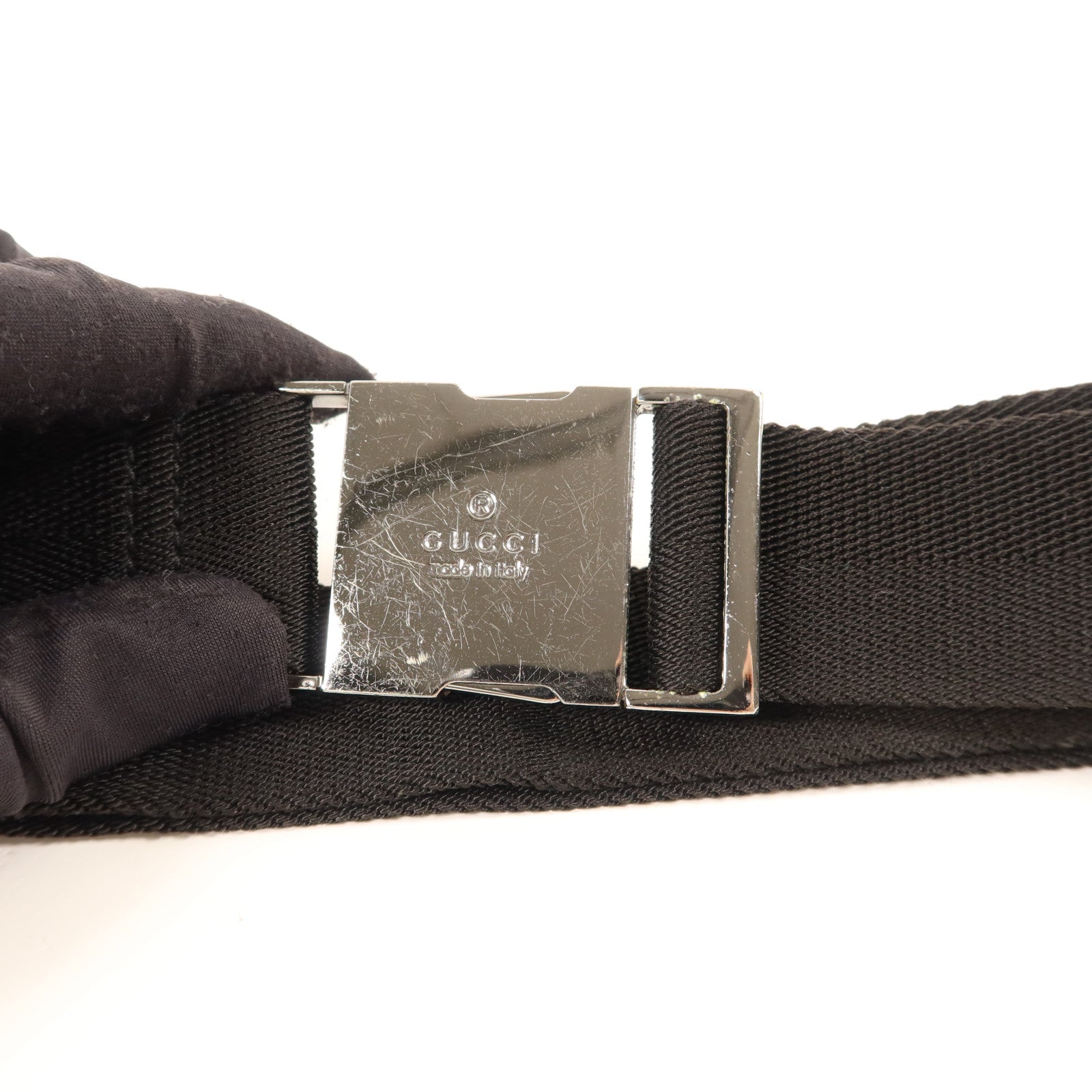GUCCI 帆布Waist Bag銀扣腰包