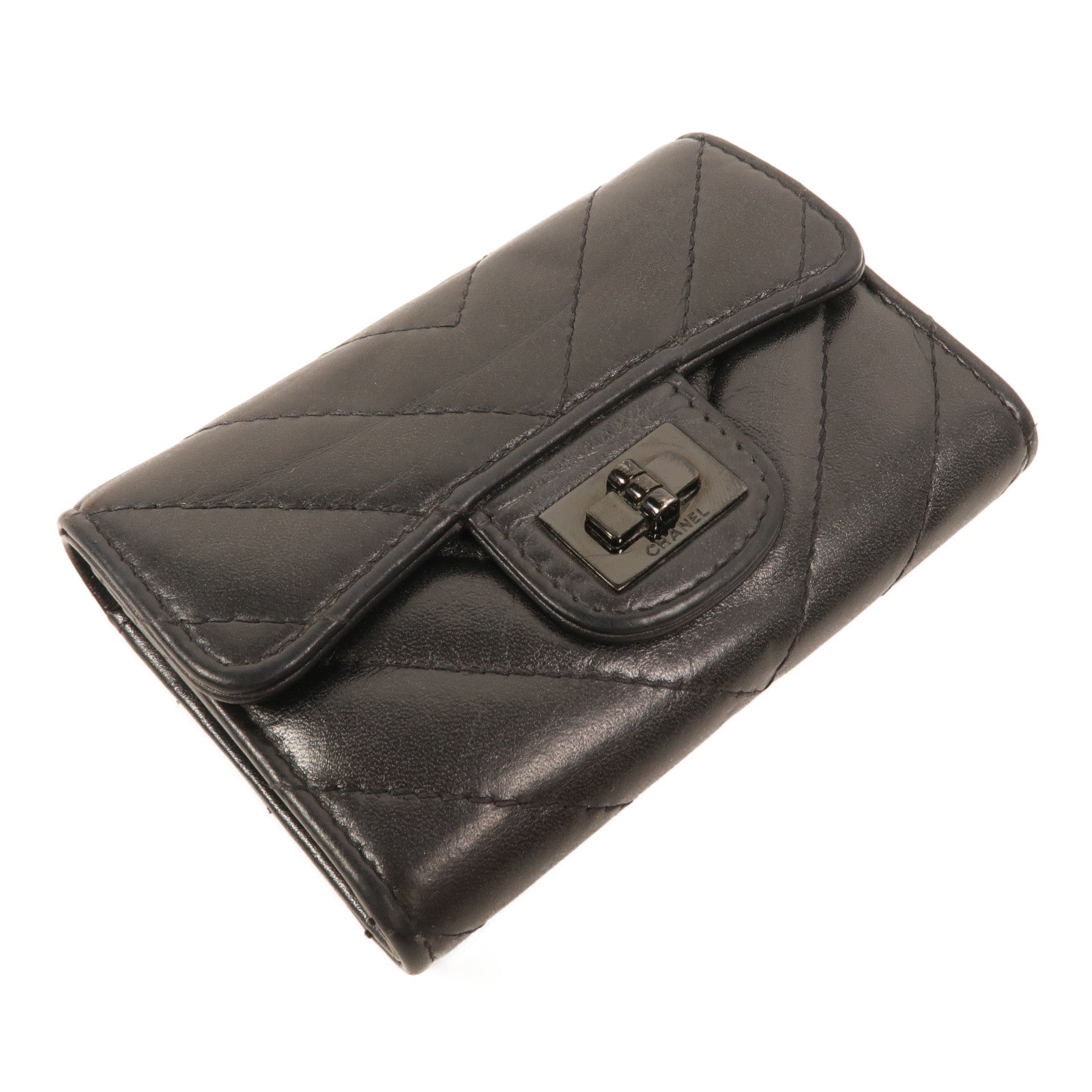 CHANEL 牛皮皮革2.55 So Black Card Holder卡片套