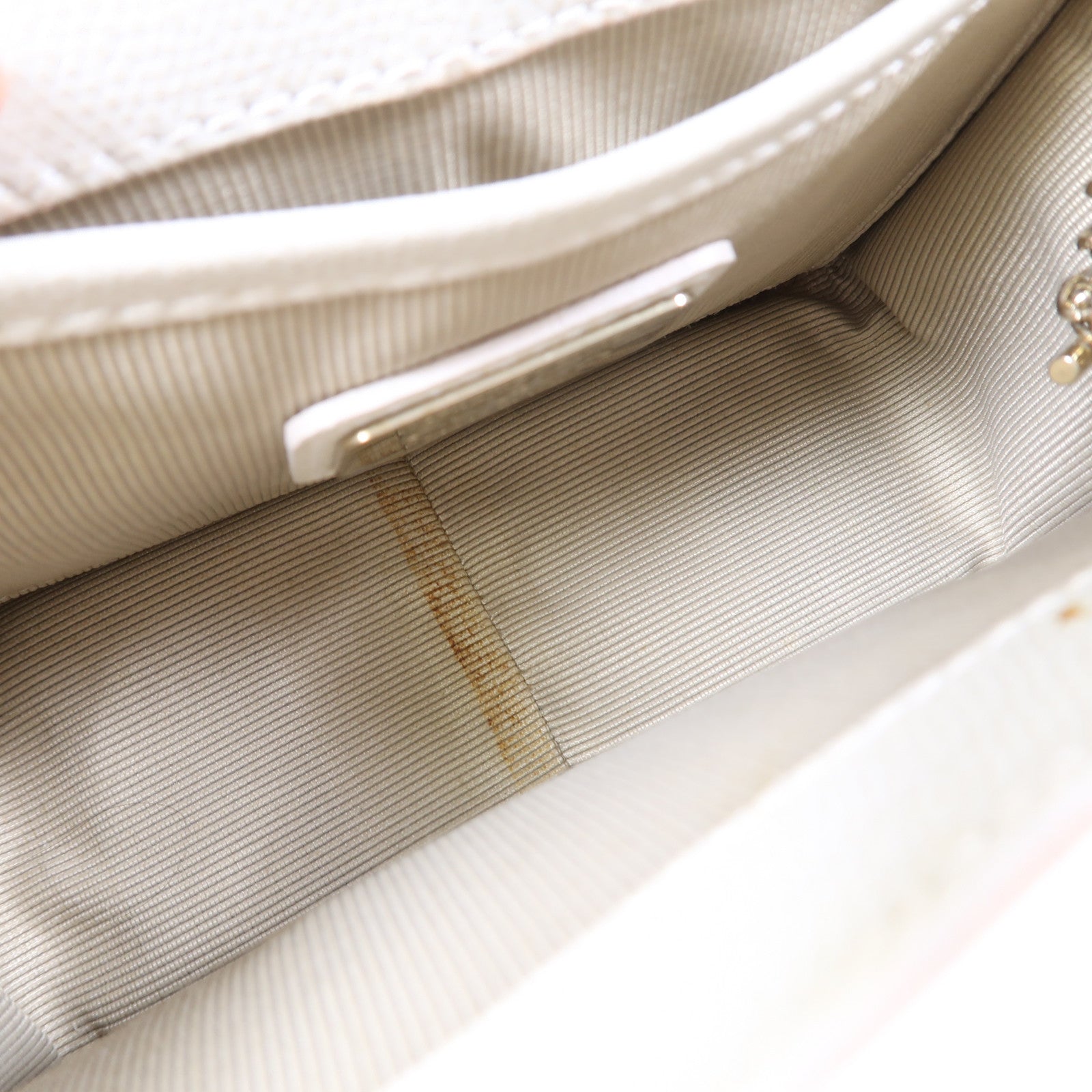 Furla 牛皮皮革Shoulder Bag金扣鏈帶肩背袋白色/灰色