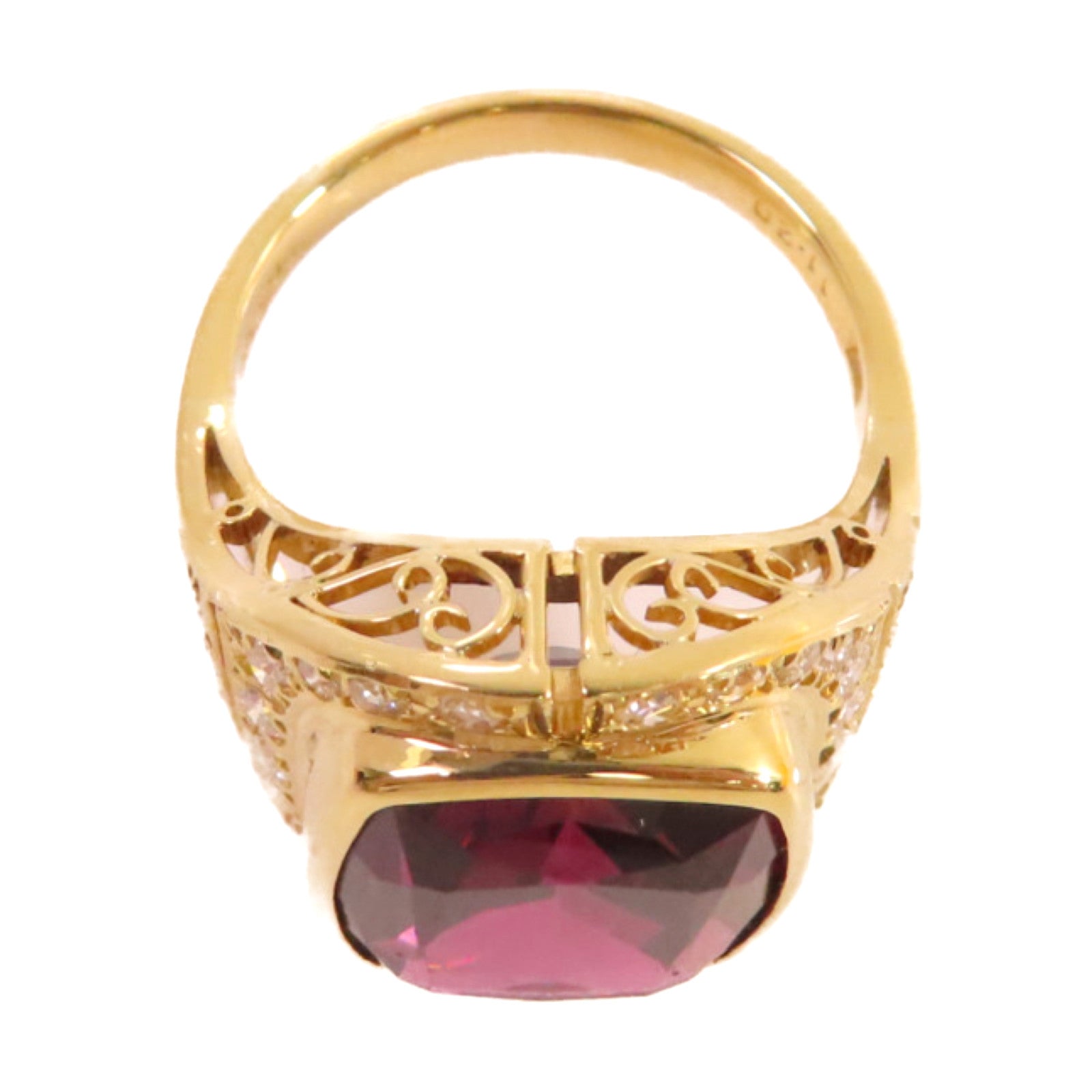 JEWELRY 18K黃金/11.2ct石榴石/0.51ct鑽石Garnet Ring戒指US#5