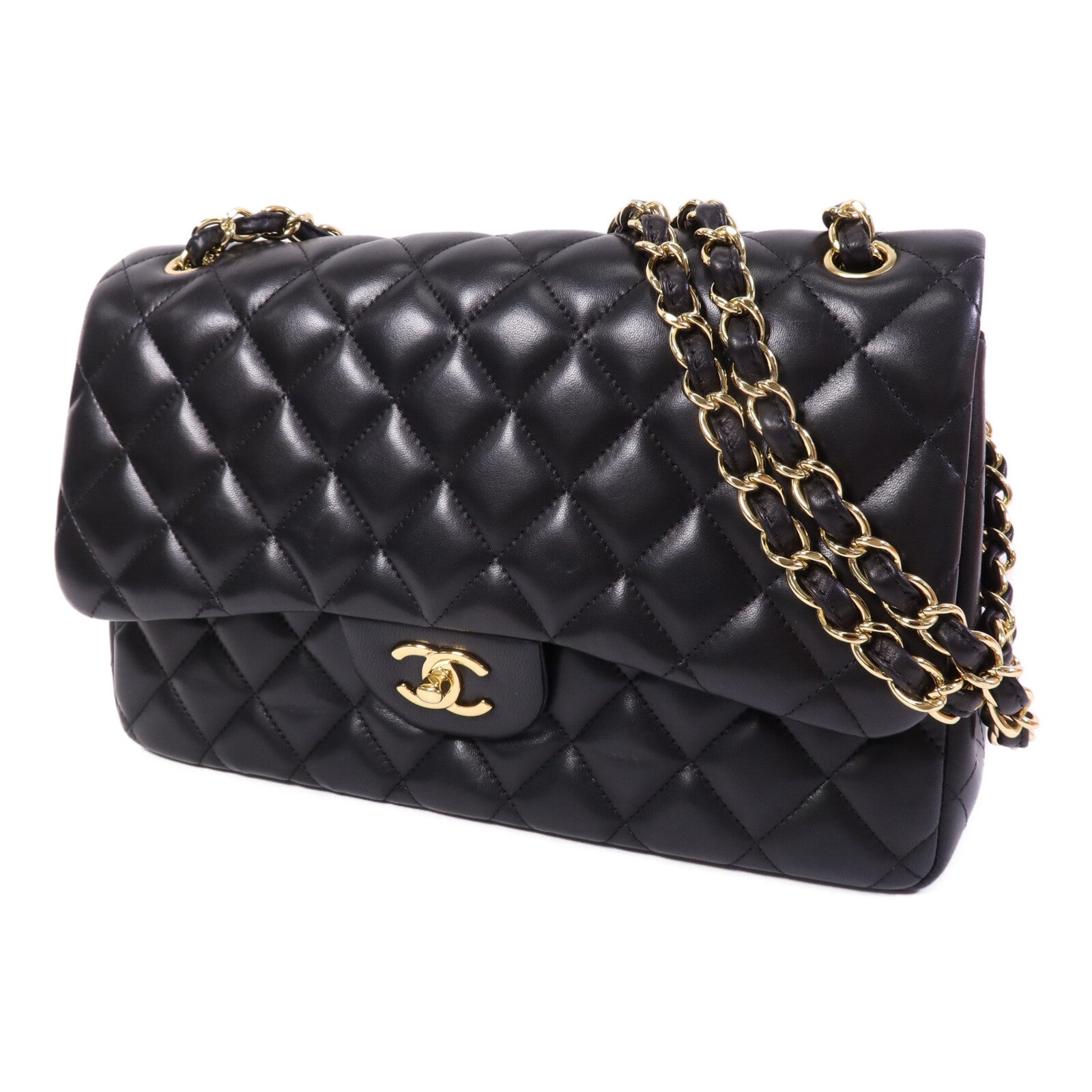 CHANEL 羊皮皮革Large Classic金扣鏈帶肩背袋