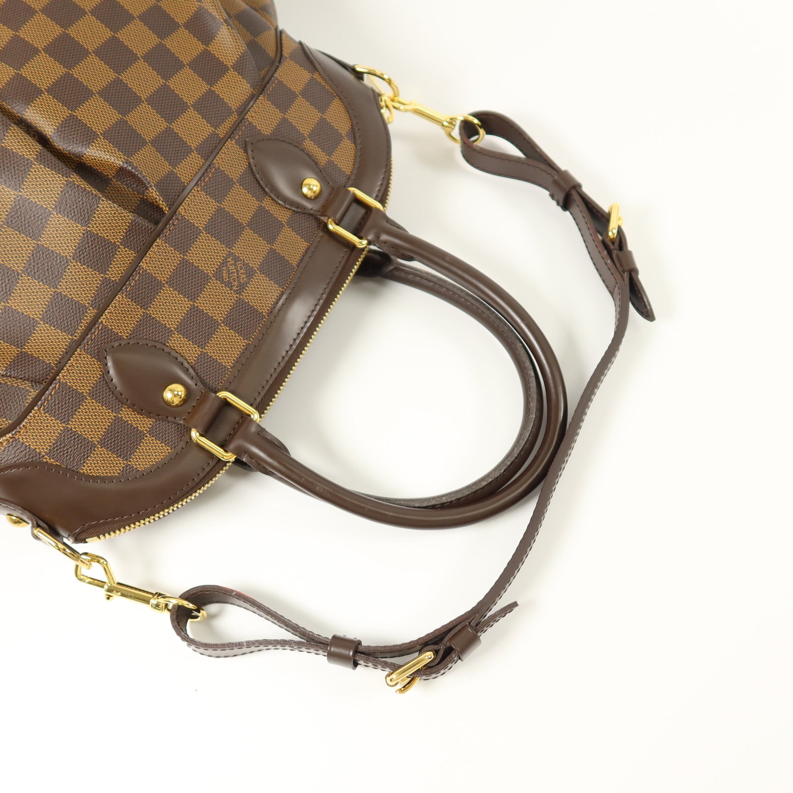 LOUIS VUITTON Damier Trevi金扣手挽肩背兩用袋